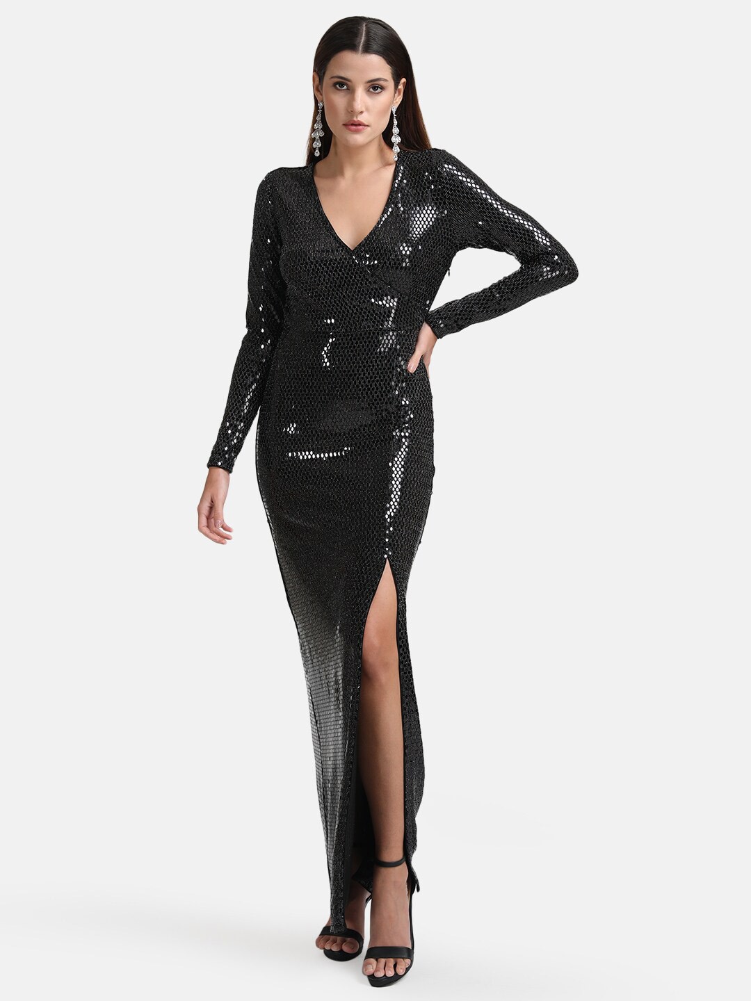 

Kazo Women Black Embellished Maxi Maxi Dress