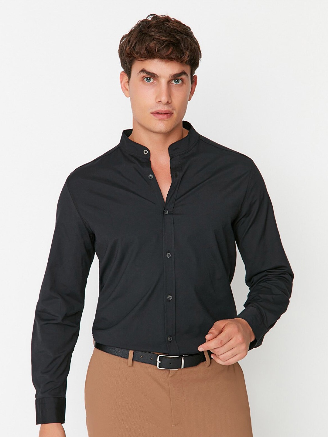 

Trendyol Men Black Pure Cotton Casual Shirt