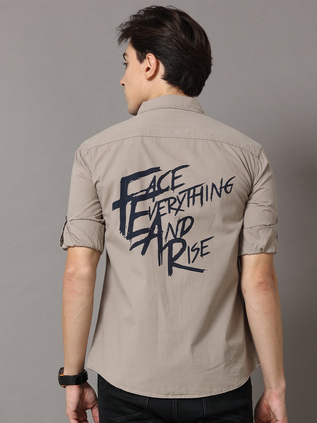 

Jean Cafe Men Beige Premium Slim Fit Printed Pure Cotton Casual Shirt