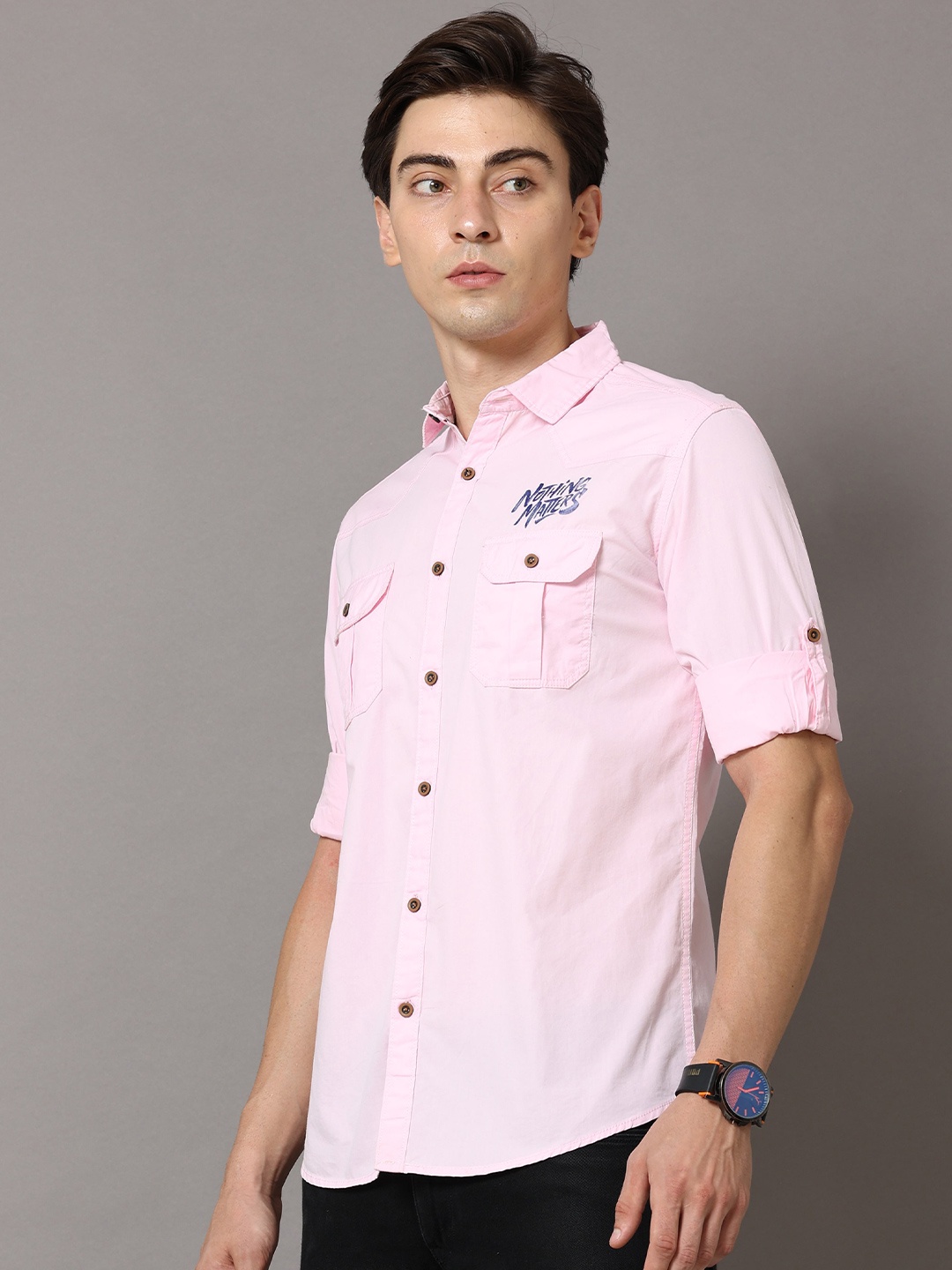 

Jean Cafe Men Pink Premium Slim Fit Printed Pure Cotton Casual Shirt
