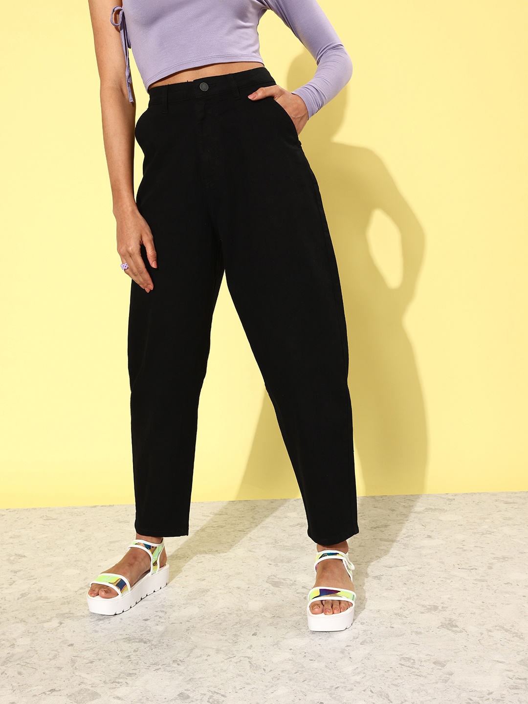 

DressBerry Pitch Black 90's Hollaback Stretchable Extra Room Denims Jeans