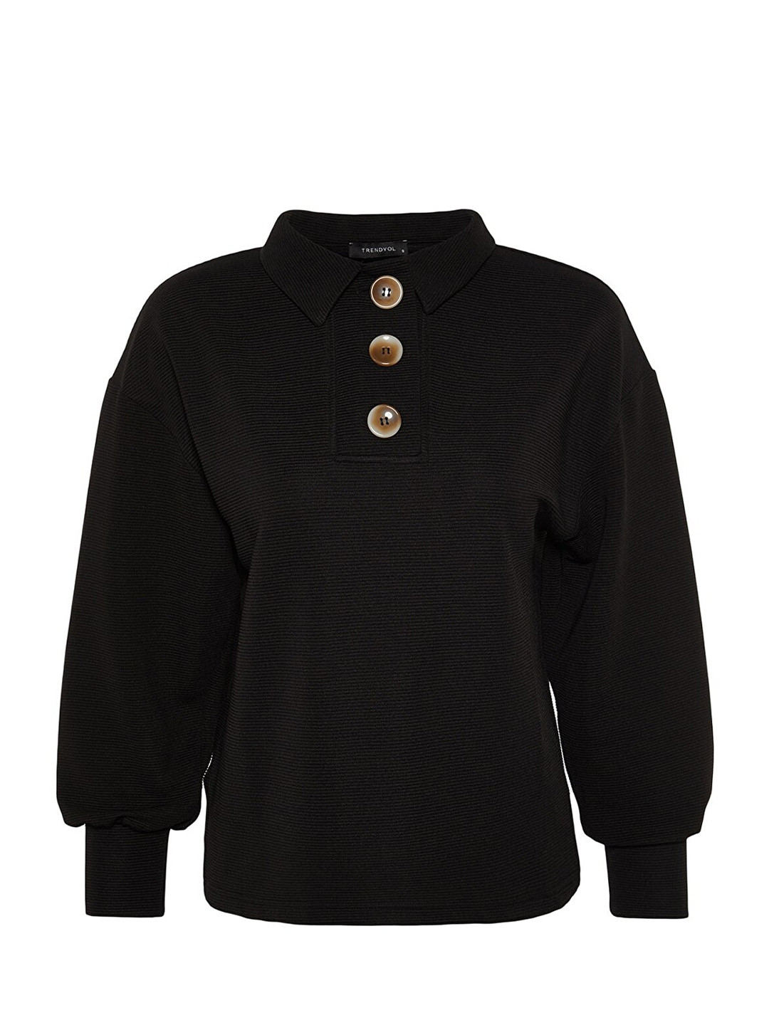 

Trendyol Women Black Solid Long Sleeves Sweatshirt