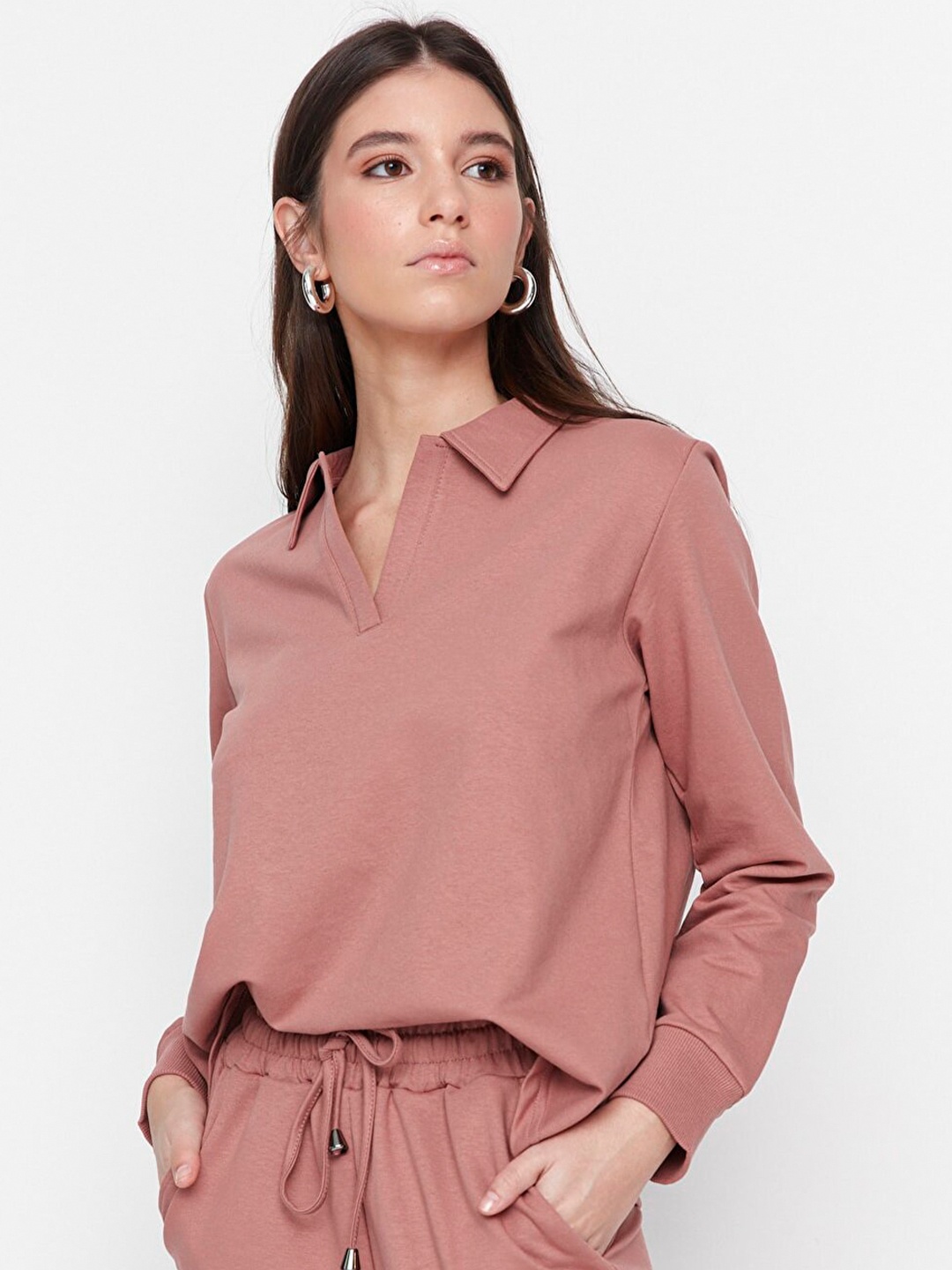 

Trendyol Women Rose Long Sleeves Cotton Sweatshirt