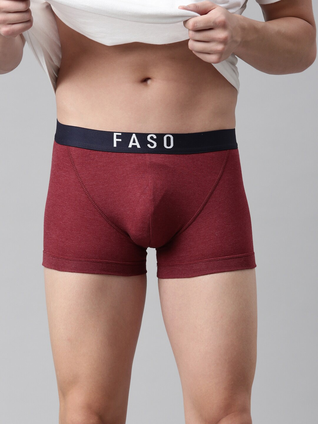 

FASO Men Red Solid Cotton Trunk