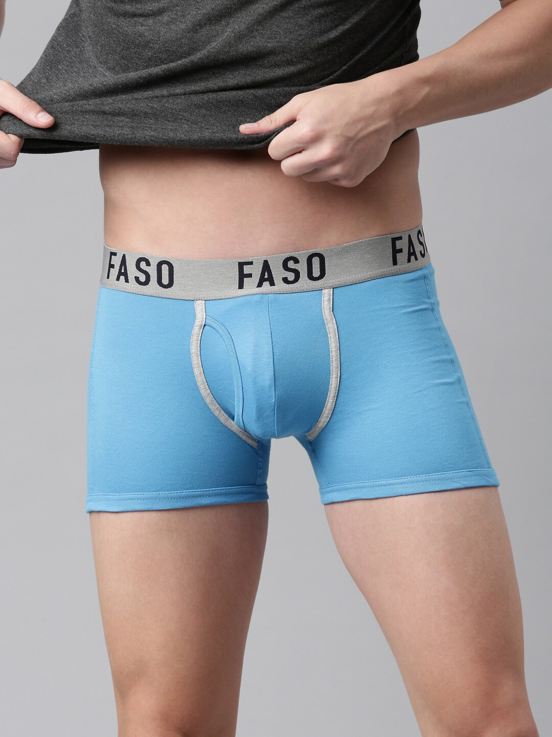 

FASO Men Turquoise Blue Solid Organic Cotton Trunk FA1006-SKYBLUE