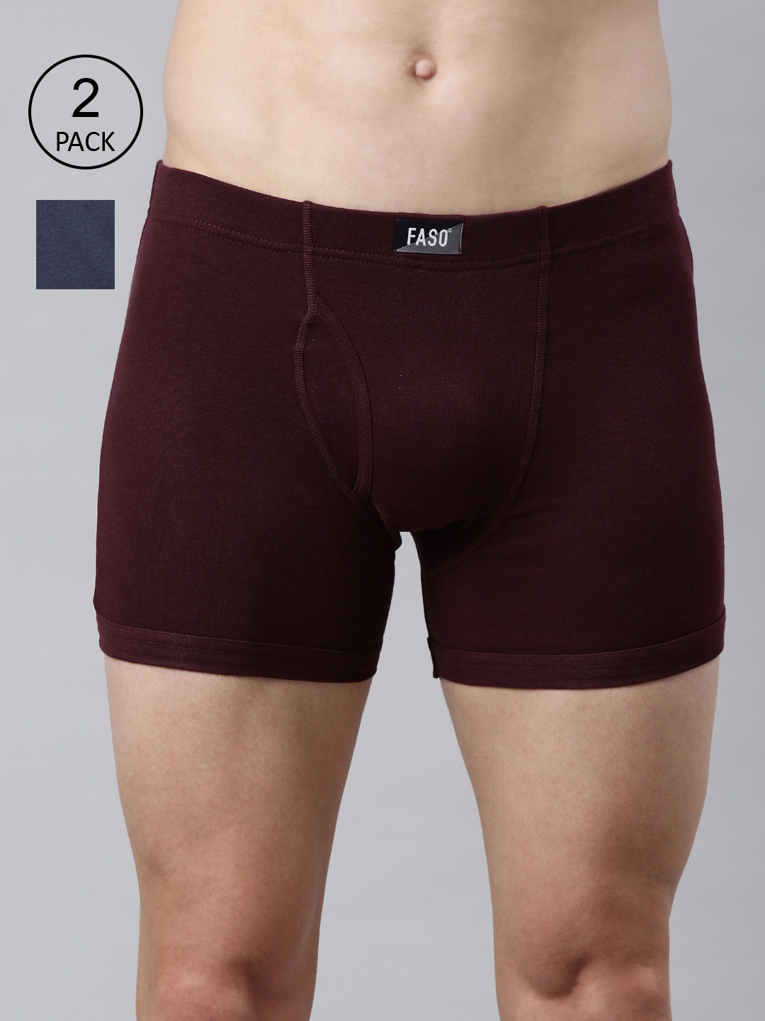 

FASO Men Pack Of 2 Solid Cotton Trunk, Blue
