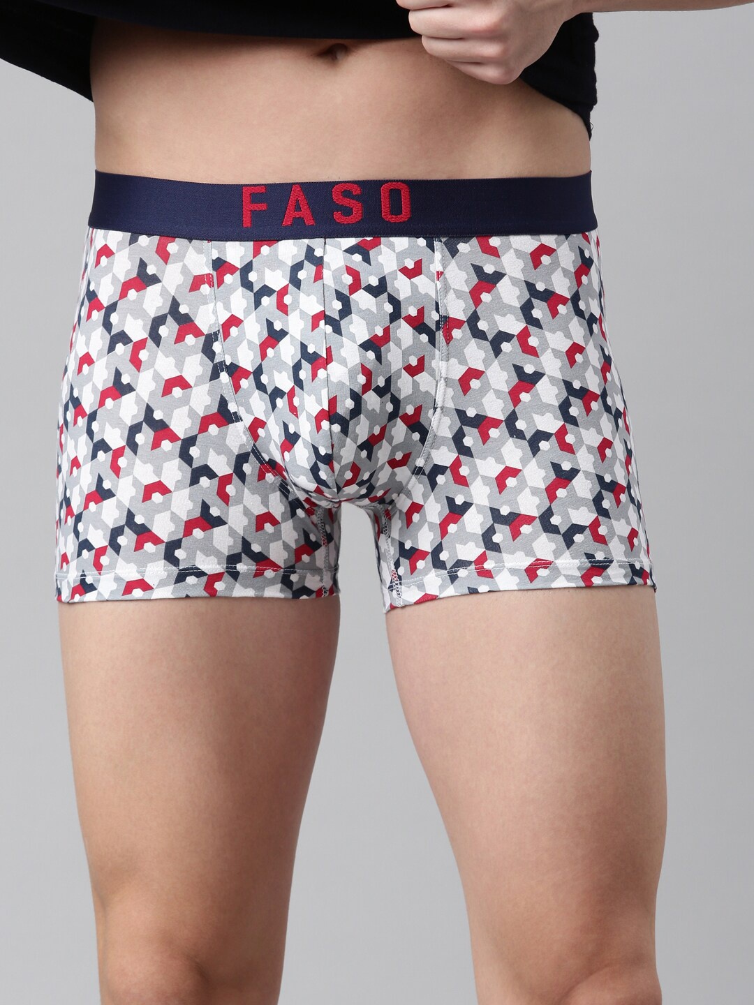 

FASO Men White Printed Cotton Trunks