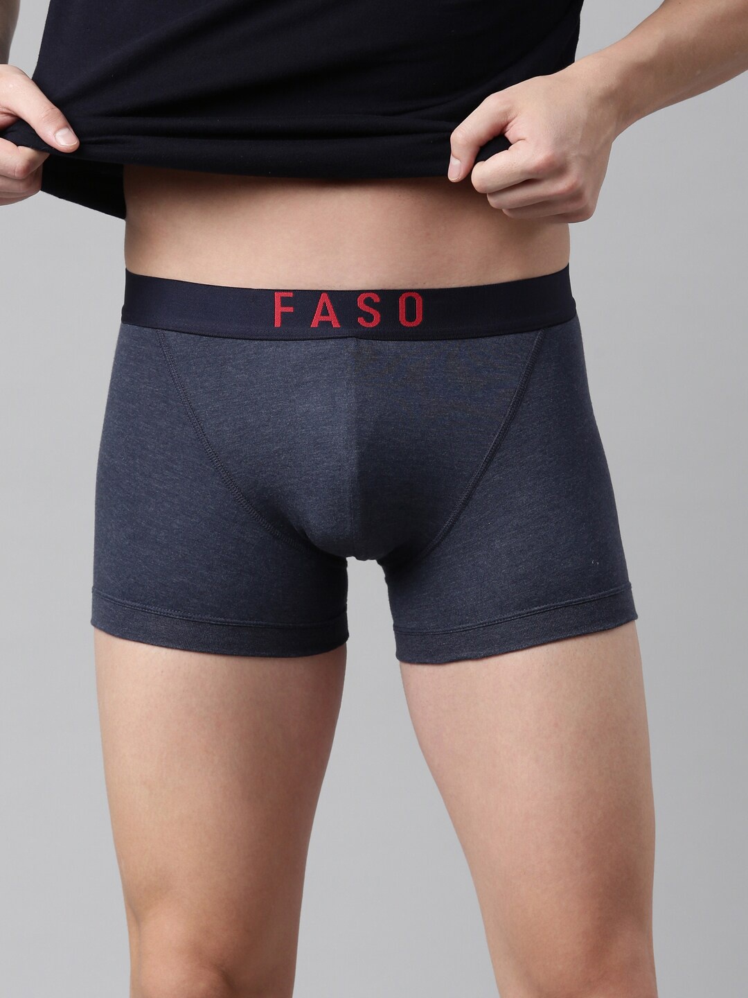 

Faso Men Navy Blue Solid Organic Cotton Trunk