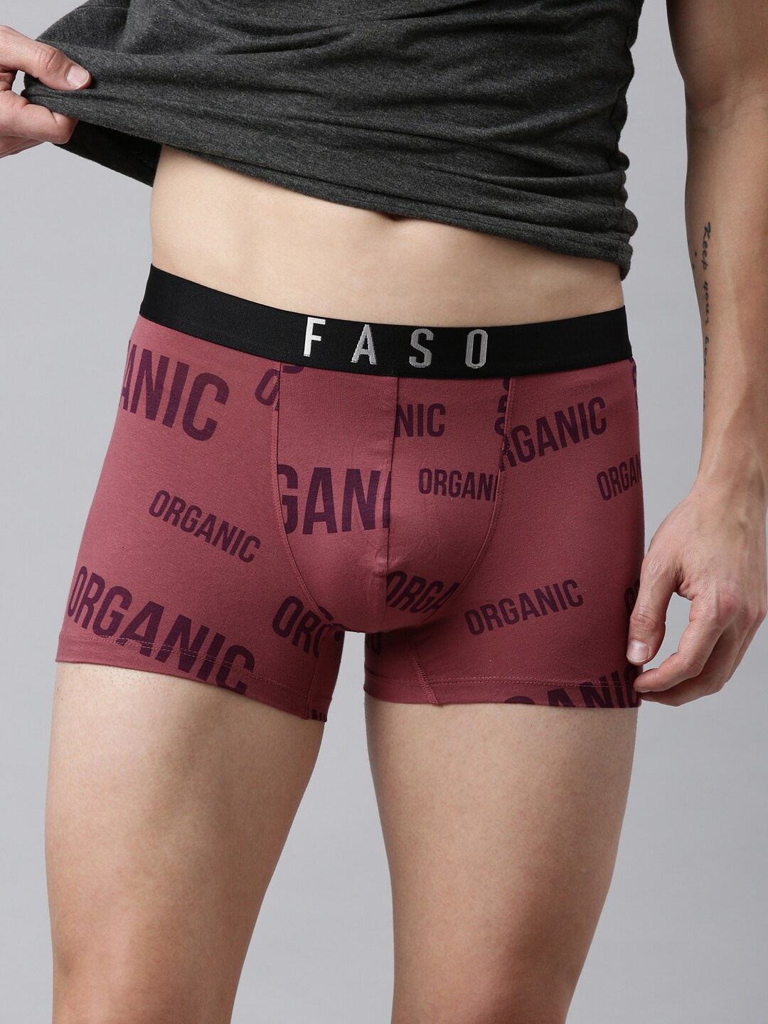 

FASO Men Pink Cotton Printed Trunk