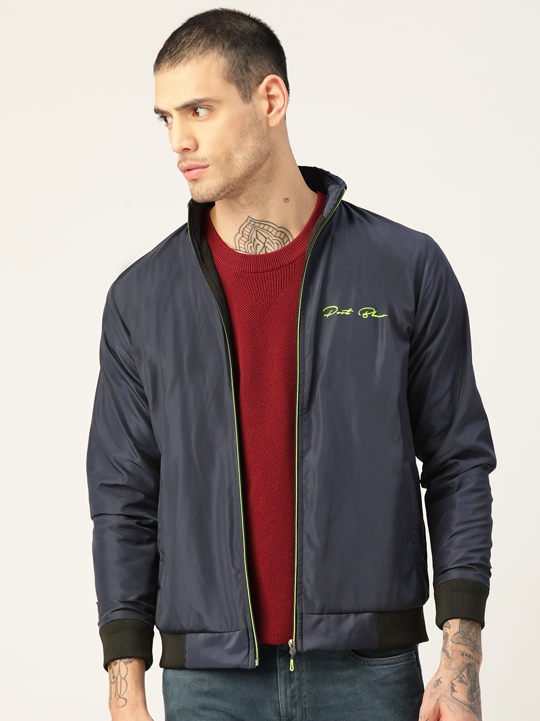 

PORTBLAIR Men Navy Blue Lightweight Sporty Jacket