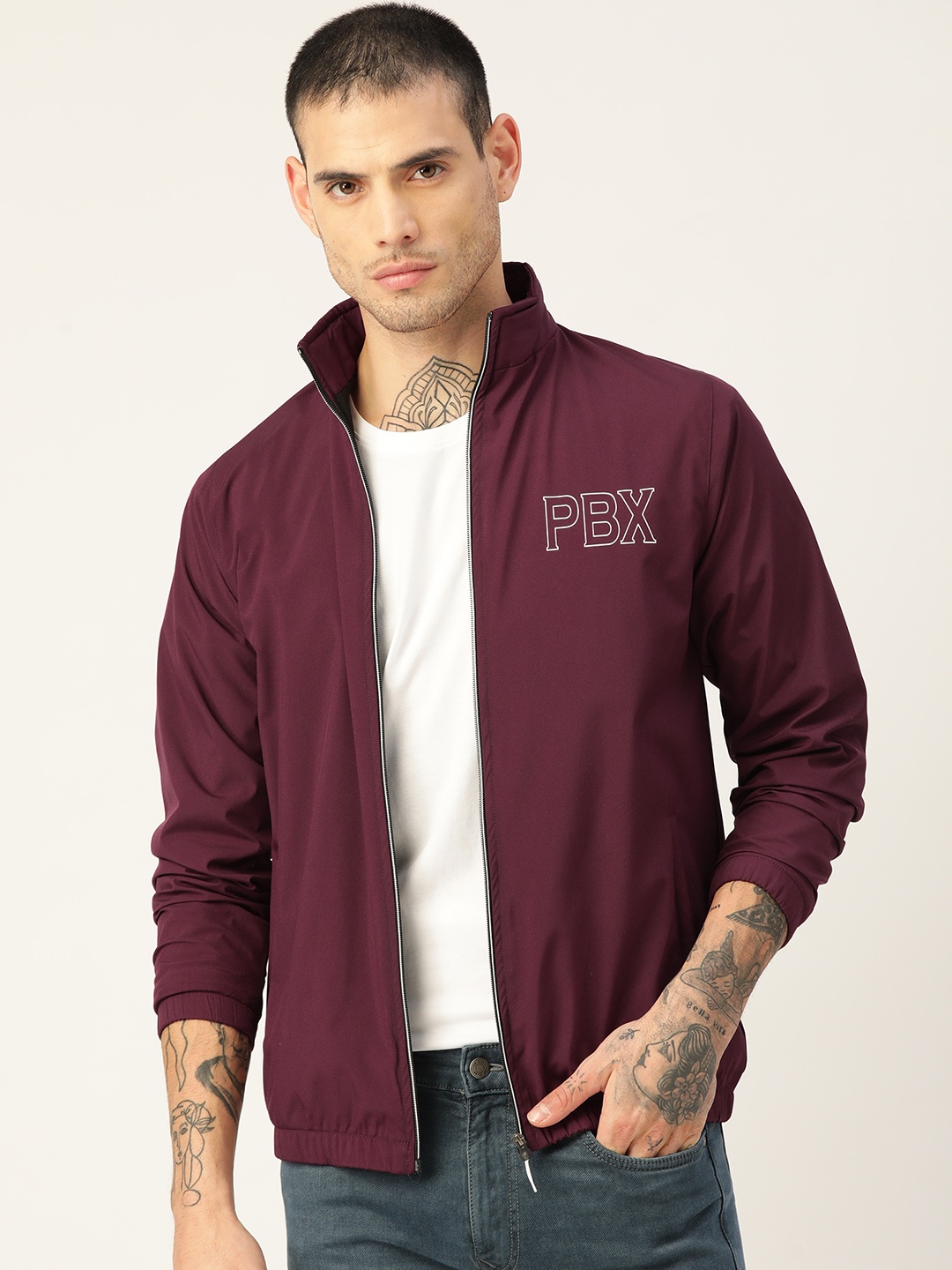 

PORTBLAIR Men Burgundy Lightweight Sporty Jacket