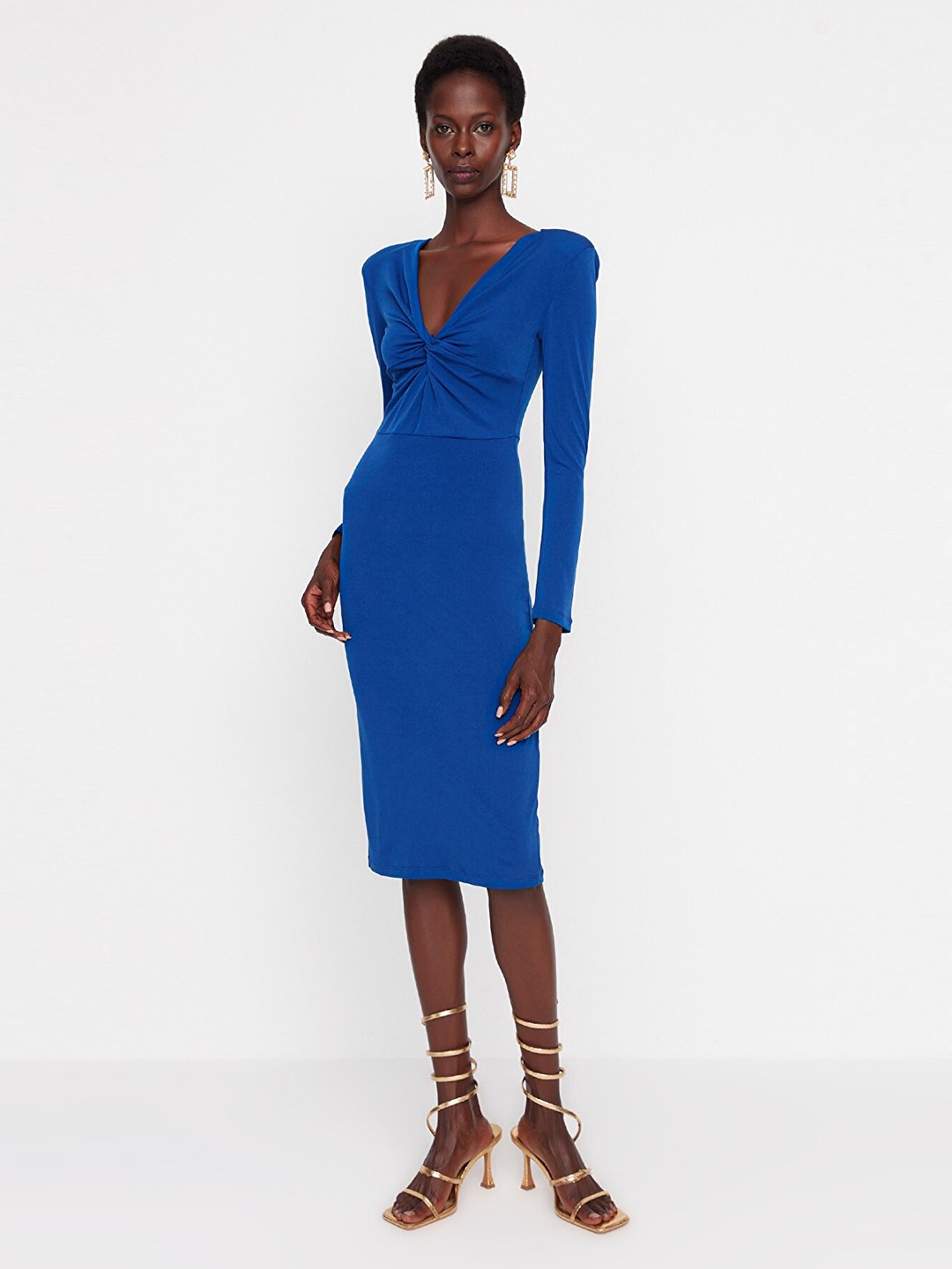 

Trendyol Blue Solid Sheath Dress