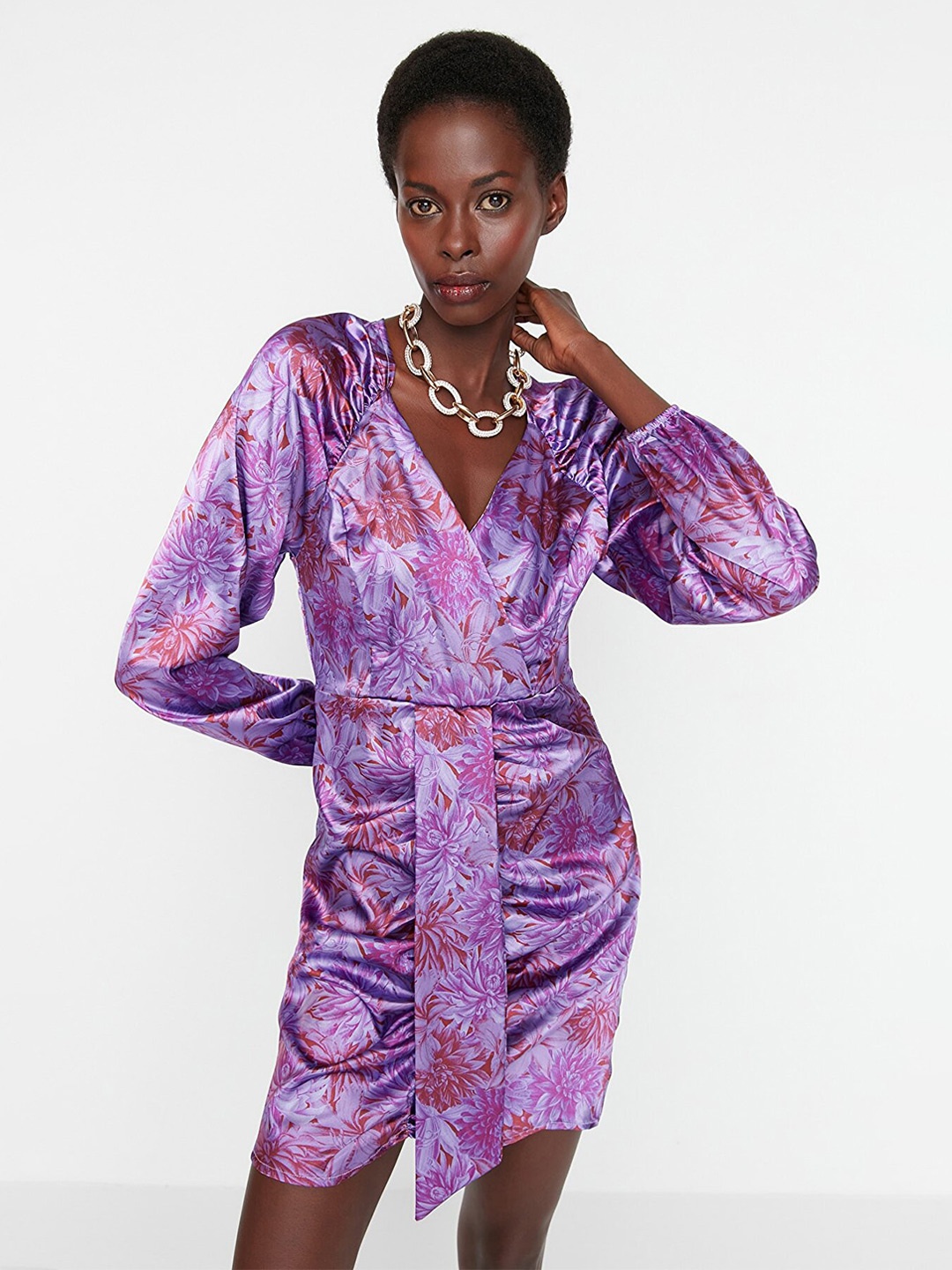 

Trendyol Women Purple Abstract Printed Dress