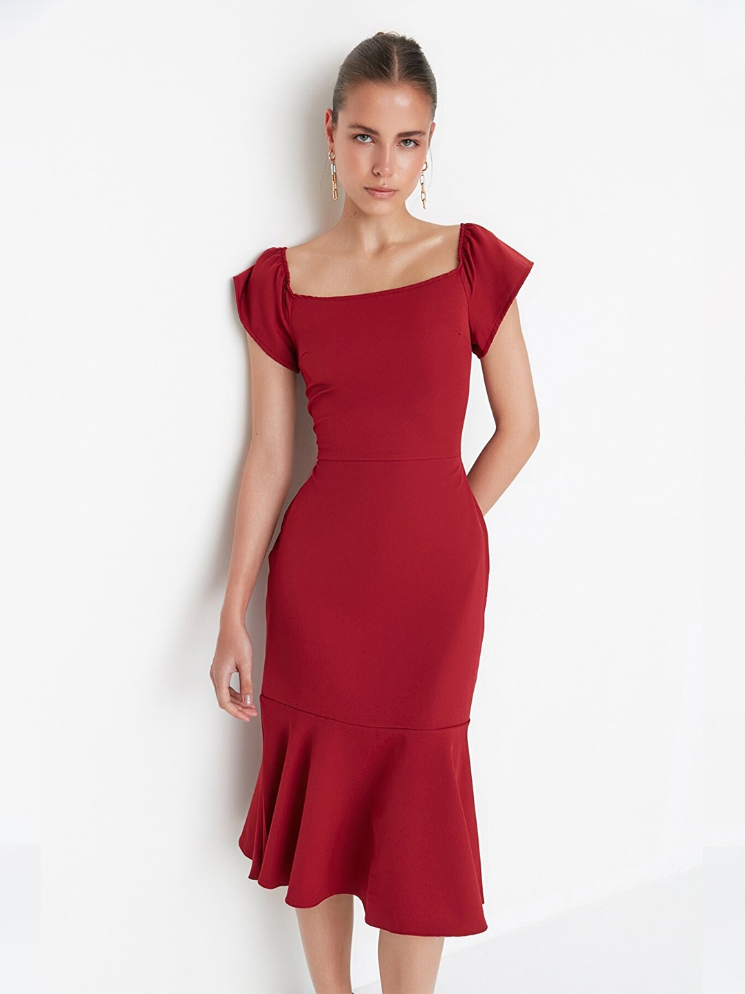 

Trendyol Women Red Sheath Midi Dress
