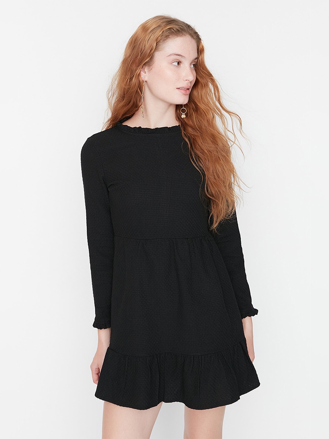 

Trendyol Women Black Drop-Waist Mini Dress