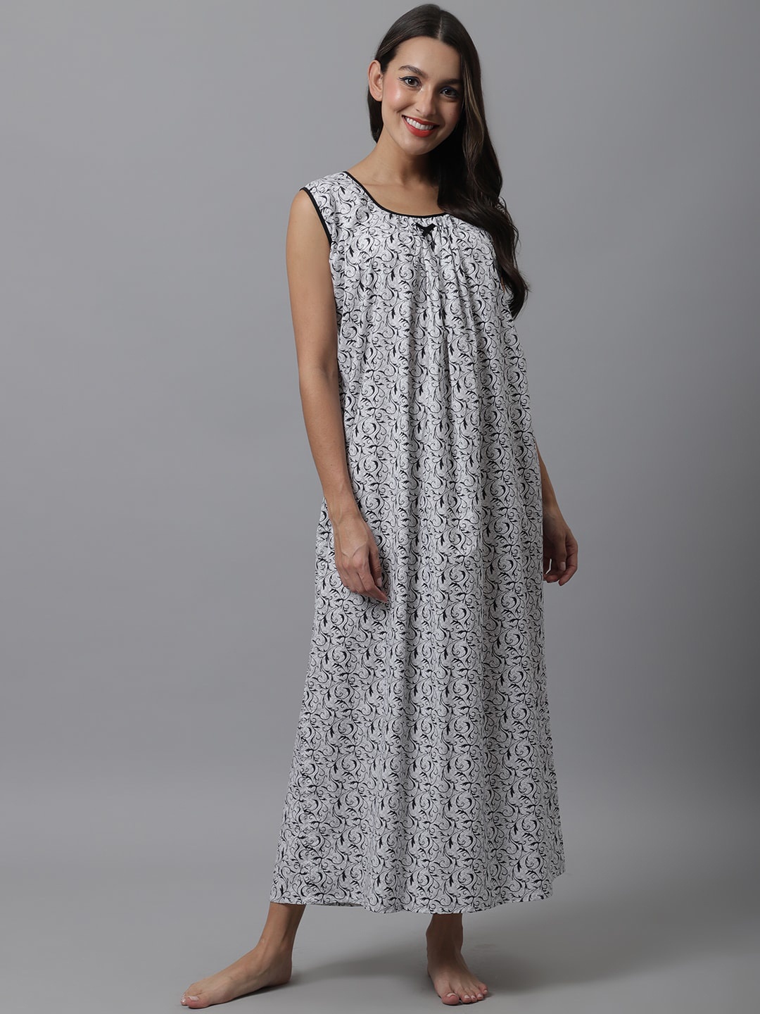 

Shararat Black Printed Cotton Maxi Nightdress