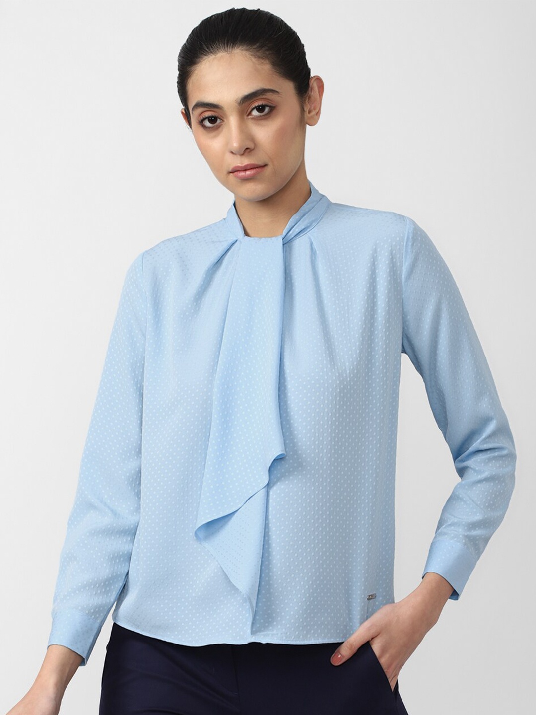 

Van Heusen Woman Tie-Up Neck Top, Blue
