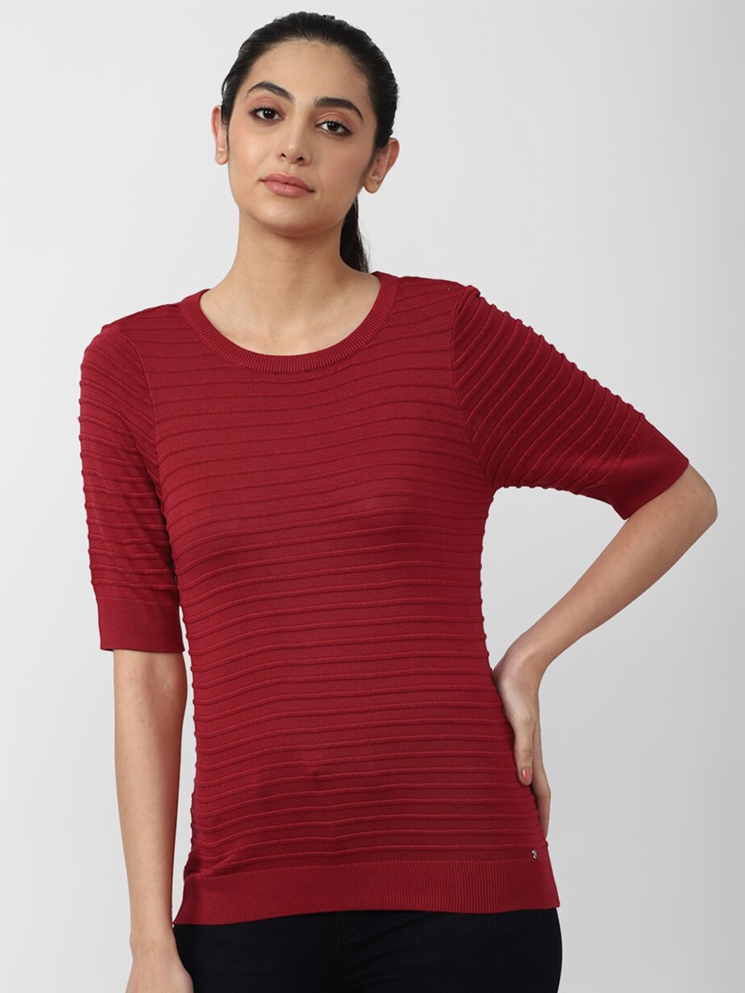 

Van Heusen Woman Striped Formal Top, Maroon