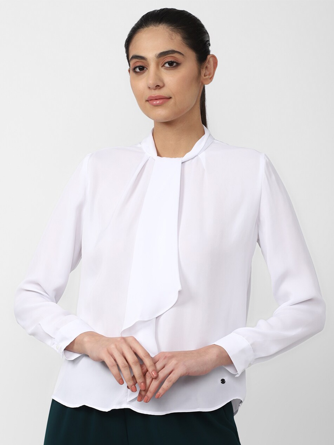 

Van Heusen Woman Tie-Up Neck Top, White