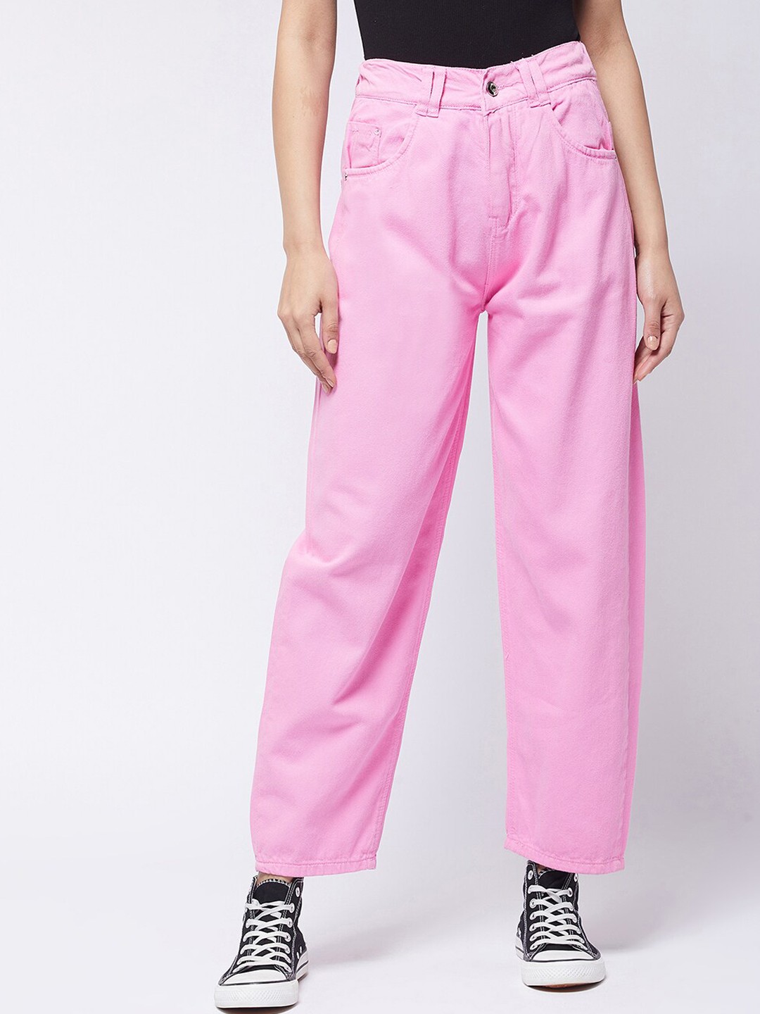 

Purple Feather Women Pink Loose High-Rise Jeans