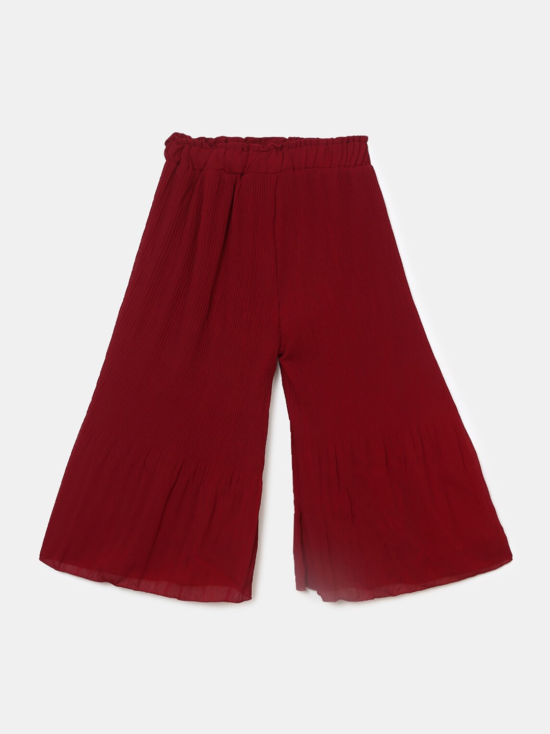 

V-Mart Girls Red Flared Georgette Cropped Palazzos