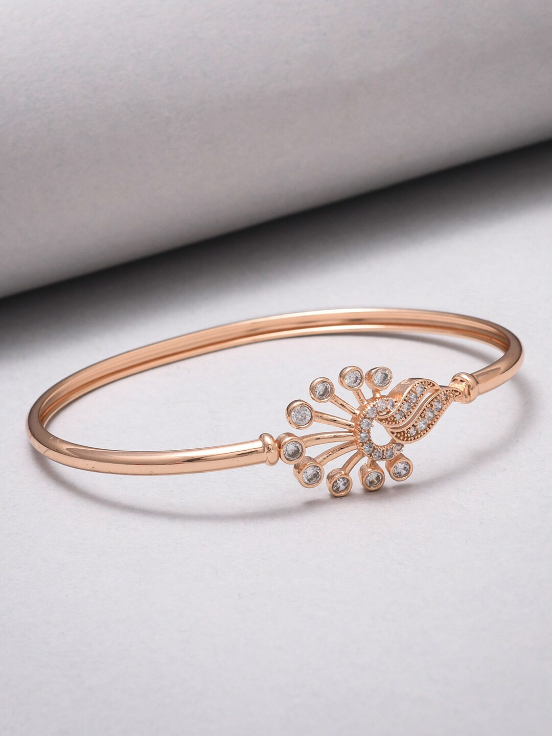 

Voylla Women Rose Gold & White Brass Rose Gold-Plated Bangle-Style Bracelet