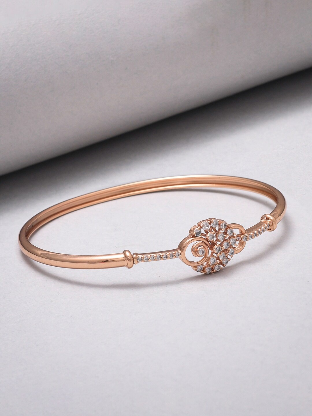 

Voylla Women Rose Gold & White Brass Rose Gold-Plated Bangle-Style Bracelet