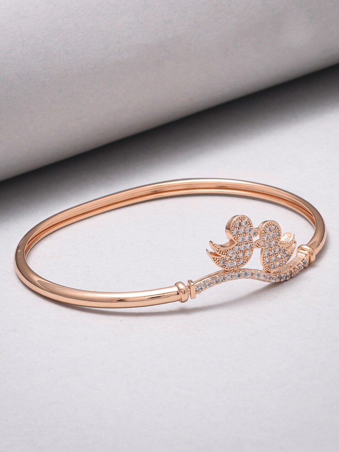 

Voylla Women Rose Gold & White Brass Rose Gold-Plated Bangle-Style Bracelet