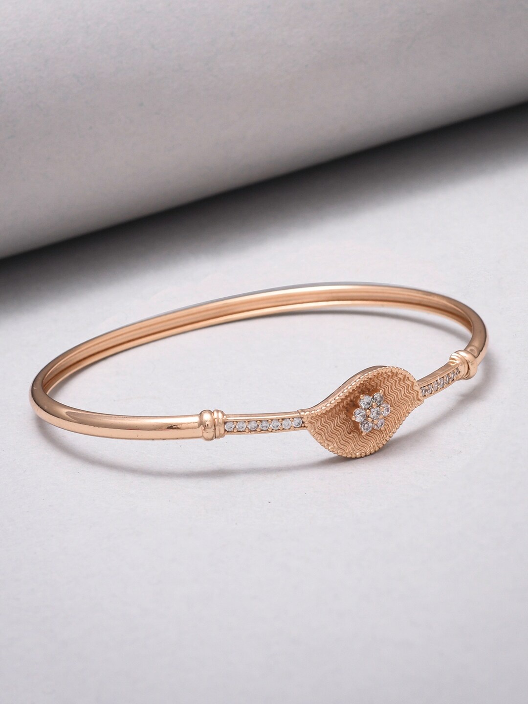 

Voylla Women Rose Gold & White Brass Rose Gold-Plated Bangle-Style Bracelet