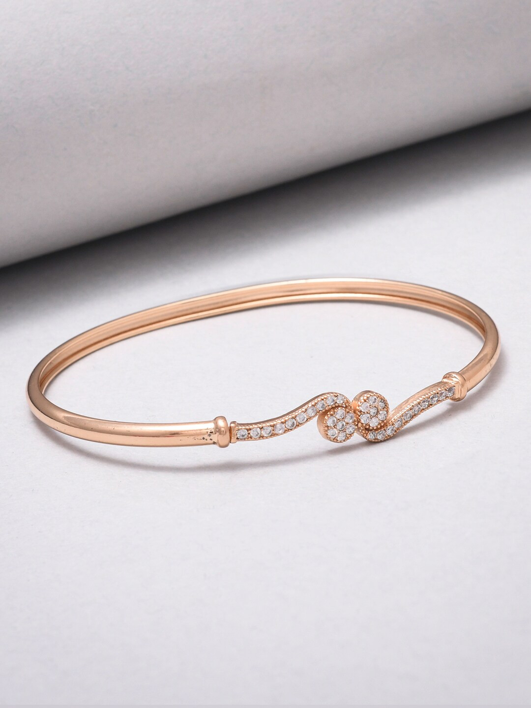 

Voylla Women Rose Gold & White Brass Rose Gold-Plated Cuff Bracelet