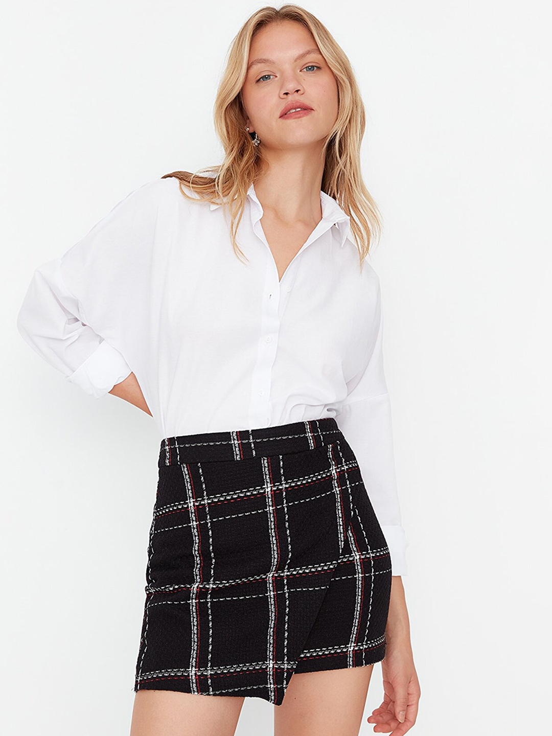 

Trendyol Women Black Checked Pencil Skirt