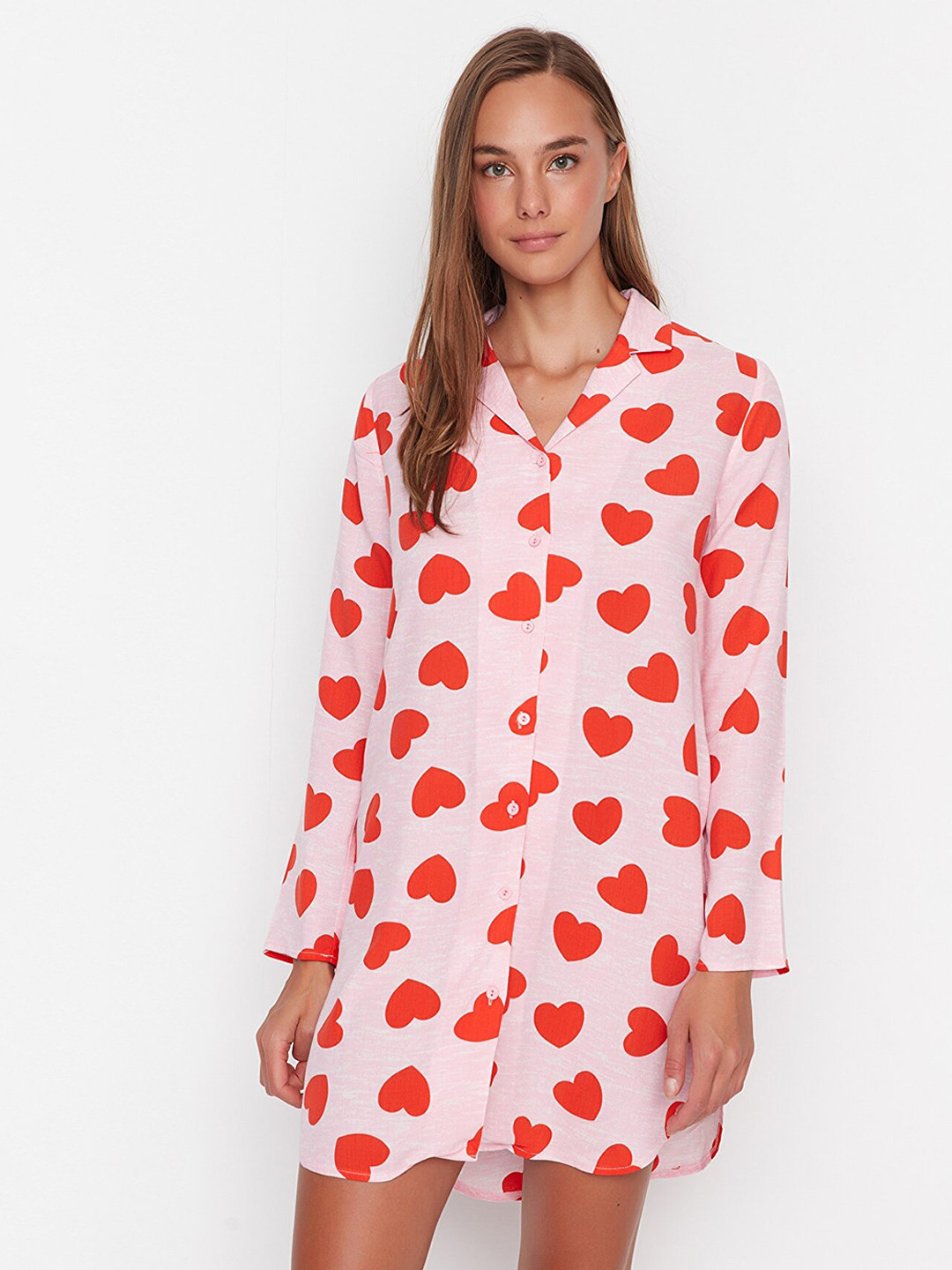 

Trendyol Pink Conversational Printed Nightdress