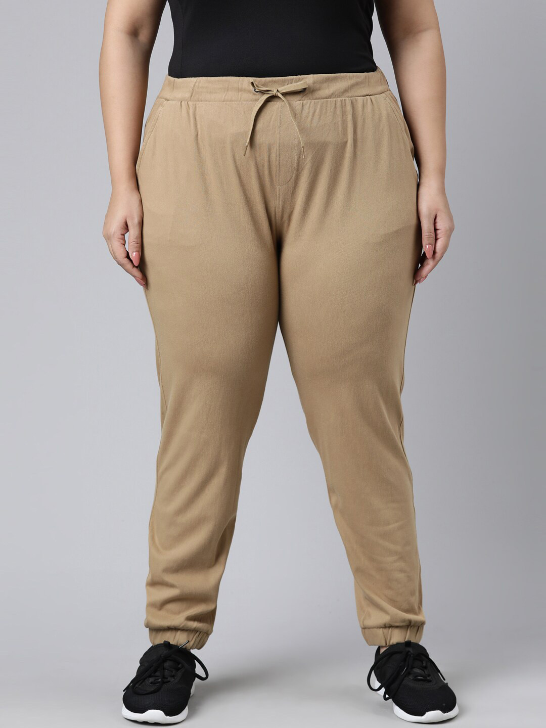 

Go Colors Women Beige Plus Size Solid Joggers