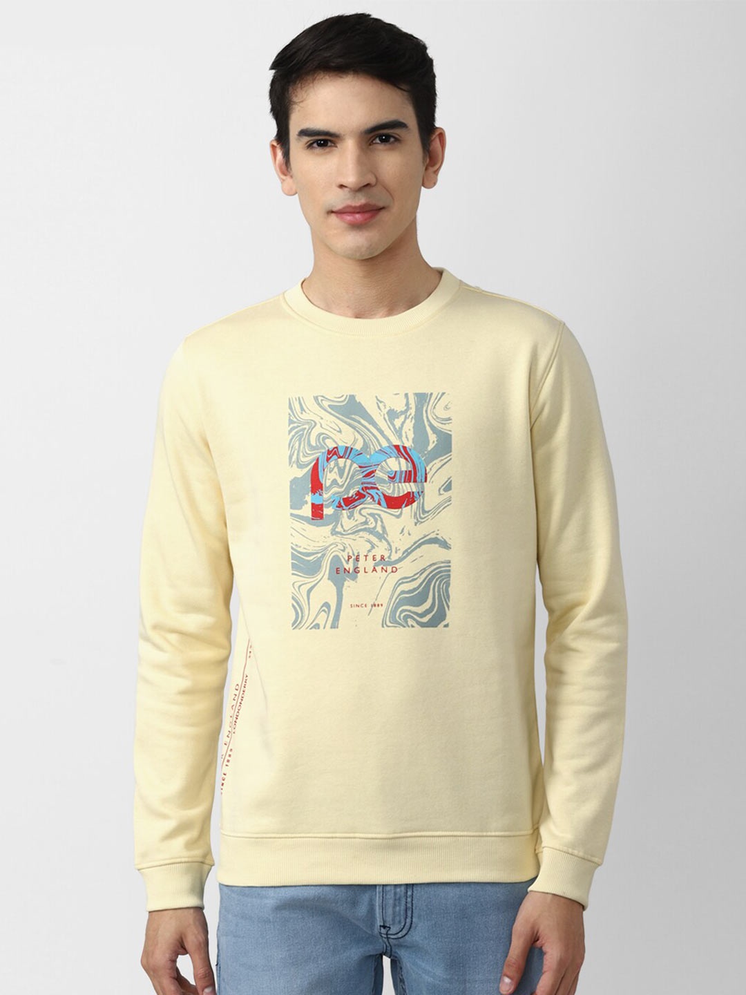 

Peter England Casuals Men Yellow Printed Sweatshirt