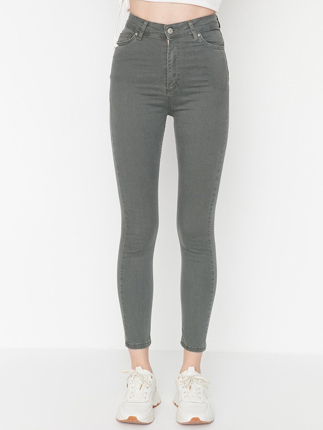 

Trendyol Women Grey Super Skinny Fit High-Rise Jeans