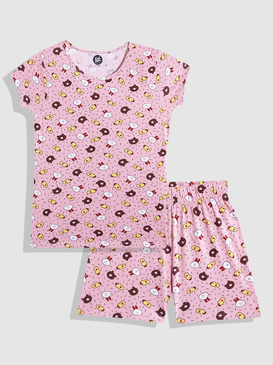 

YK Girls Printed Pure Cotton Shorts Set, Pink
