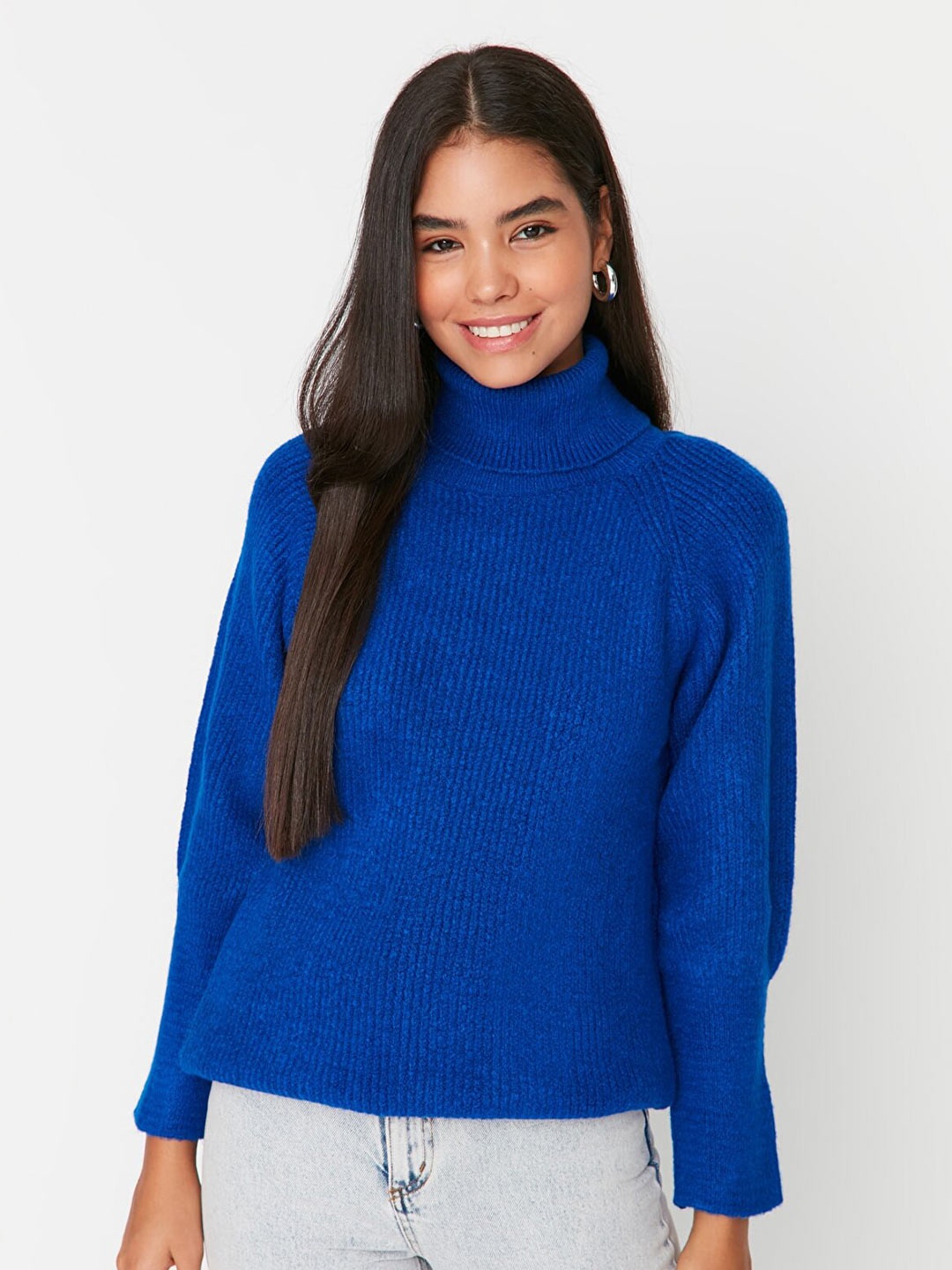 

Trendyol Women Blue Ribbed Pullover