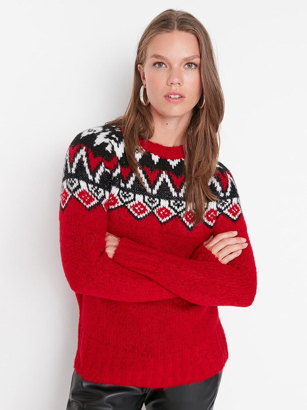 

Trendyol Women Red Printed Pullover