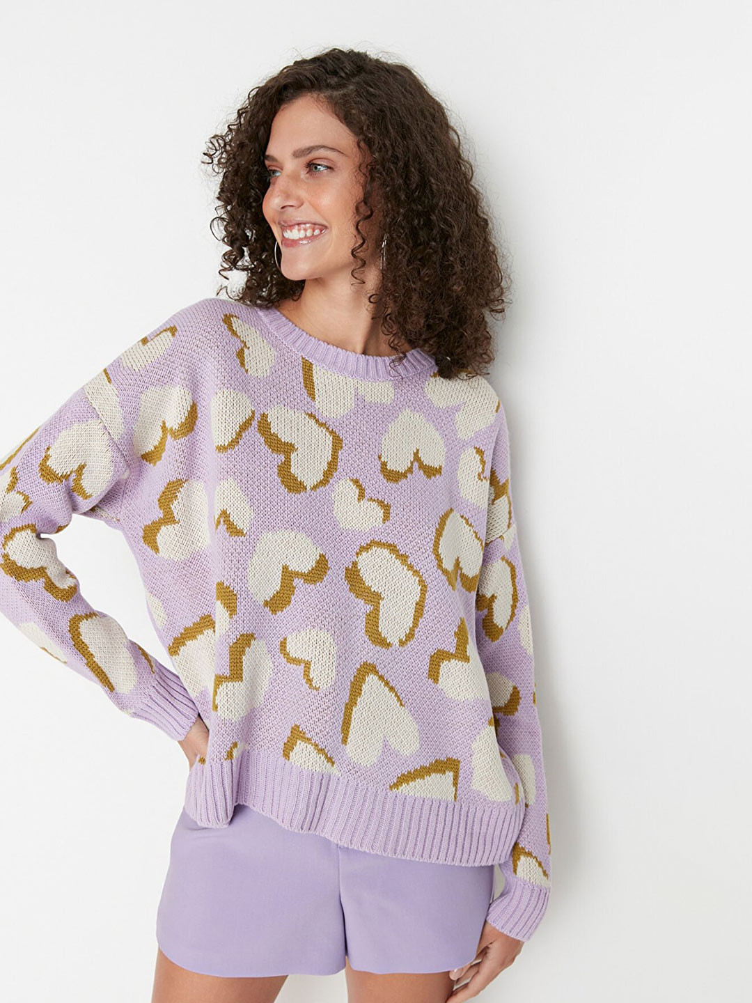 

Trendyol Women Printed Pullover, Violet