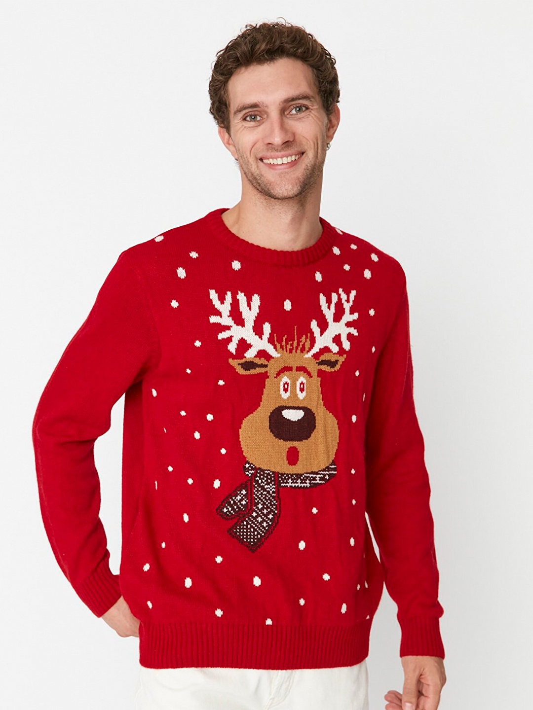 

Trendyol Men Printed Pullover, Red