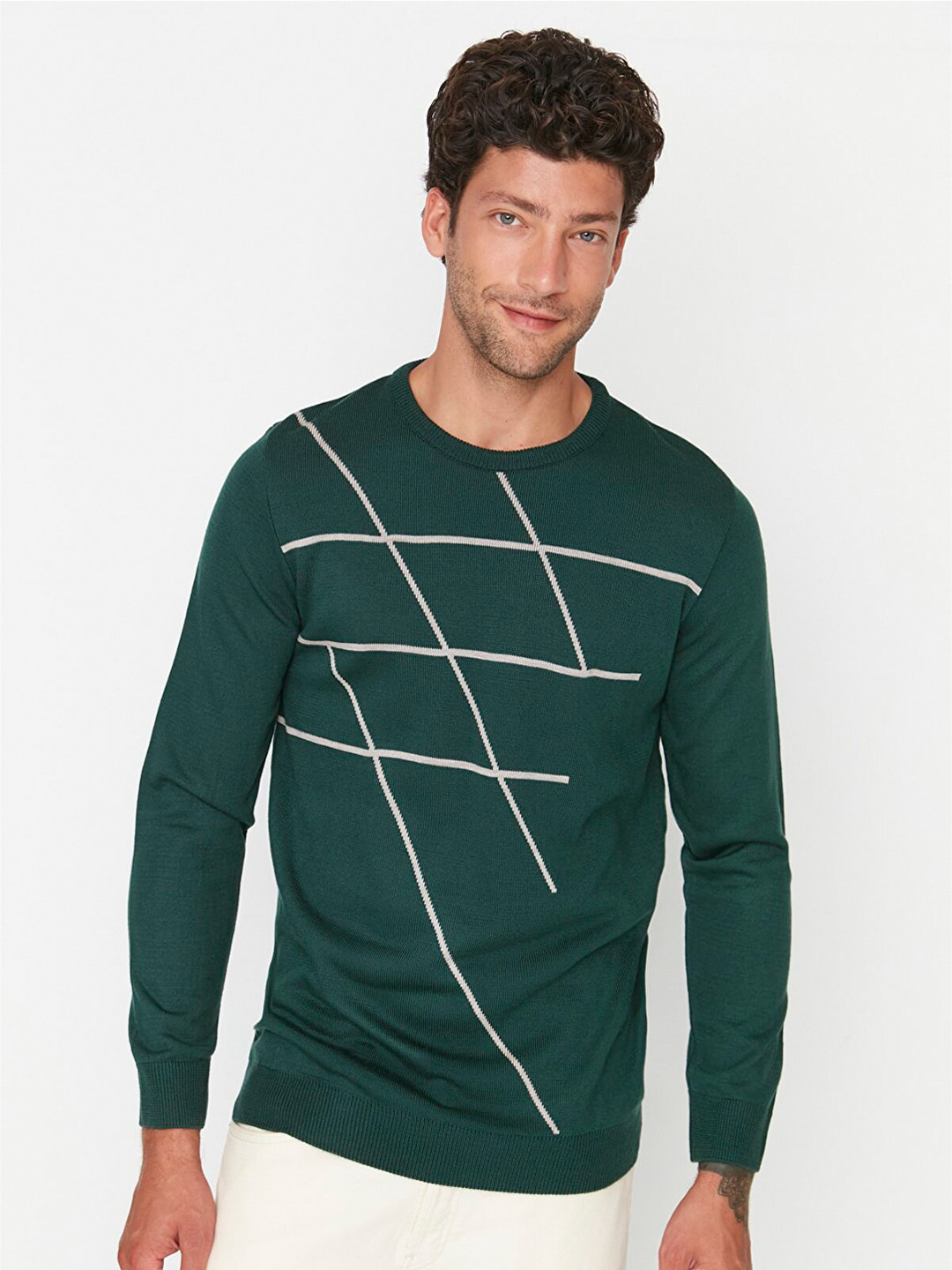 

Trendyol Men Printed Pure Acrylic Pullover, Green