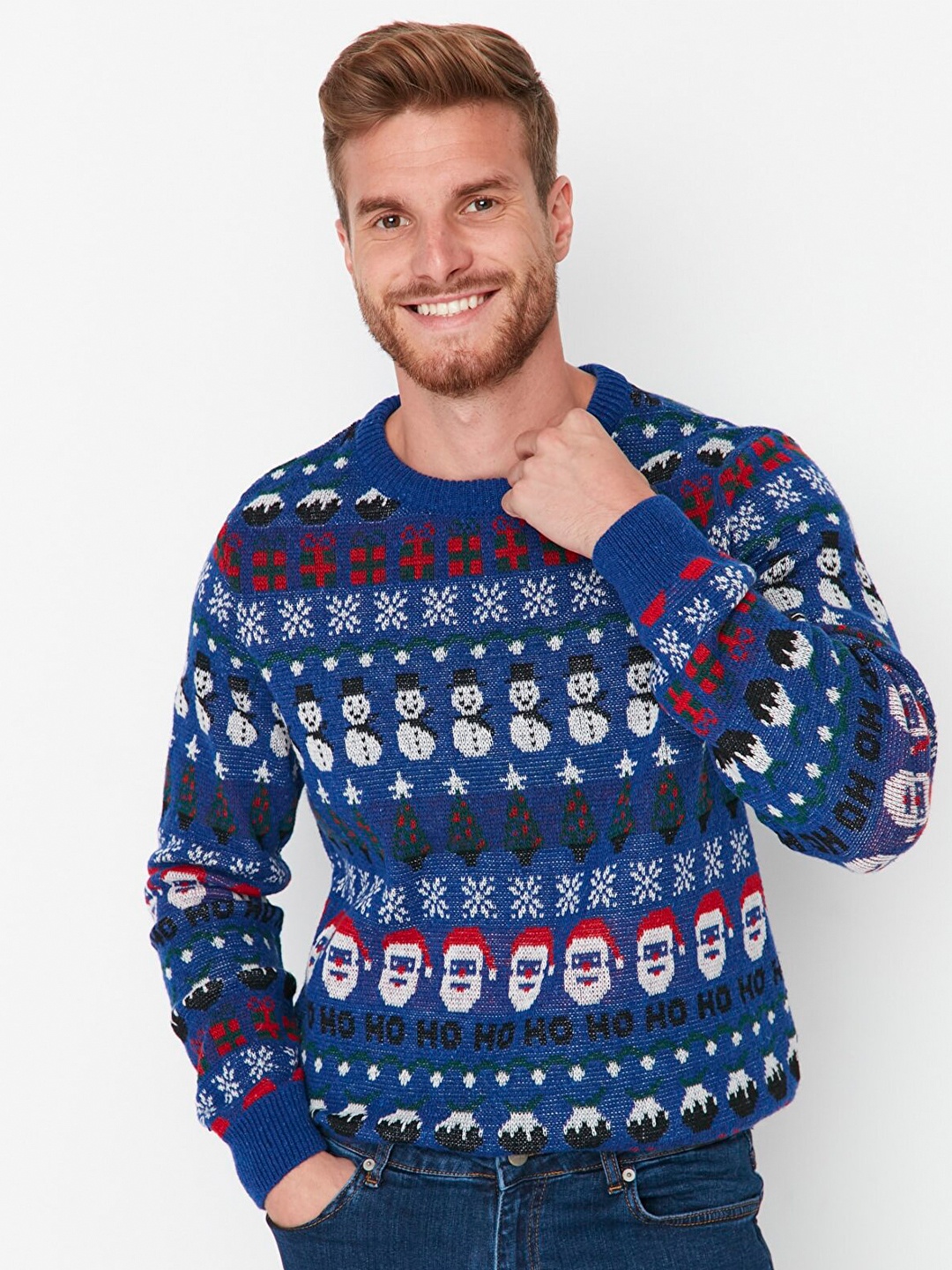 

Trendyol Men Printed Pullover, Blue