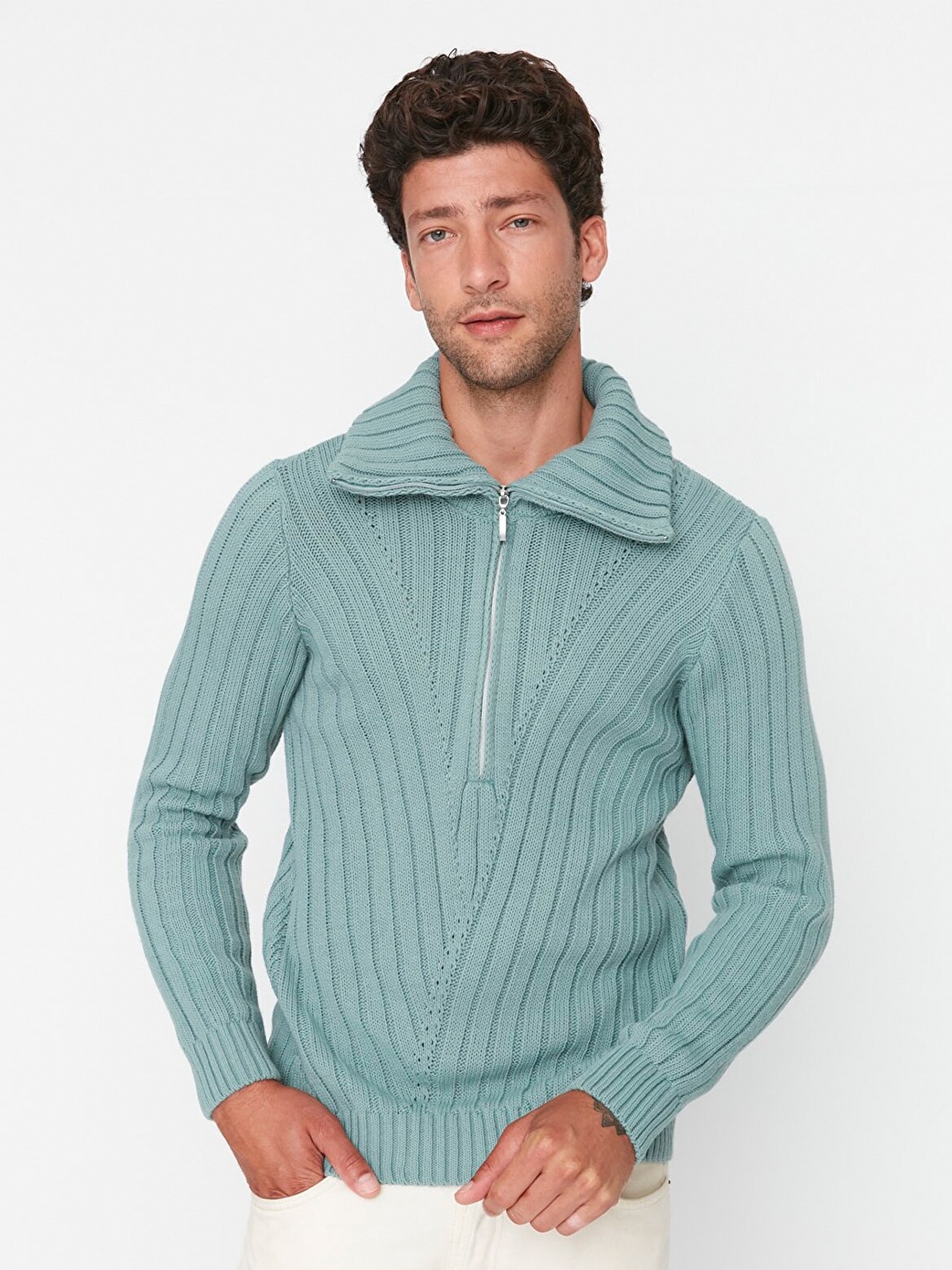 

Trendyol Men Self Design Pure Acrylic Pullover, Green