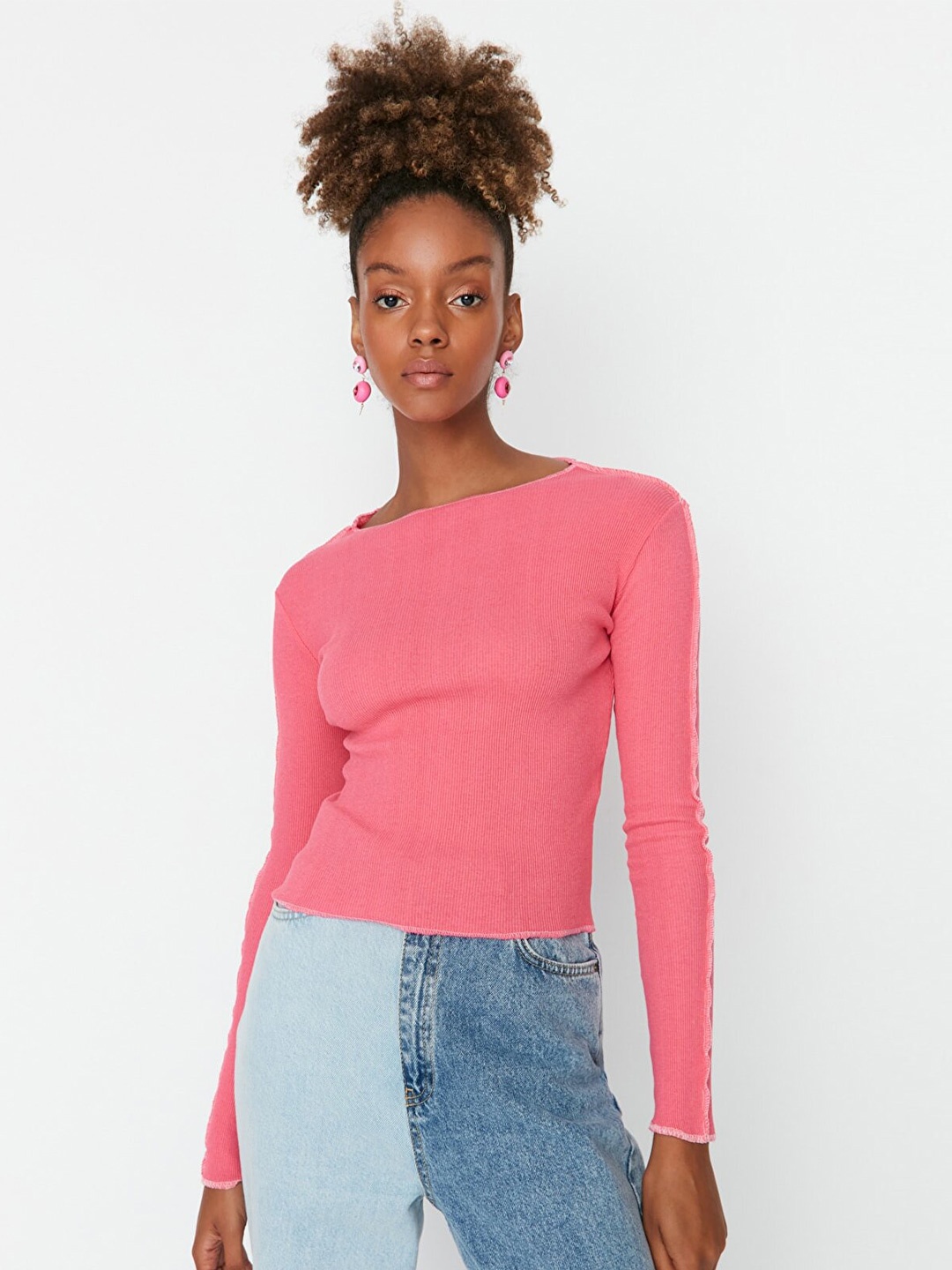 

Trendyol Women Fuchsia Solid Top
