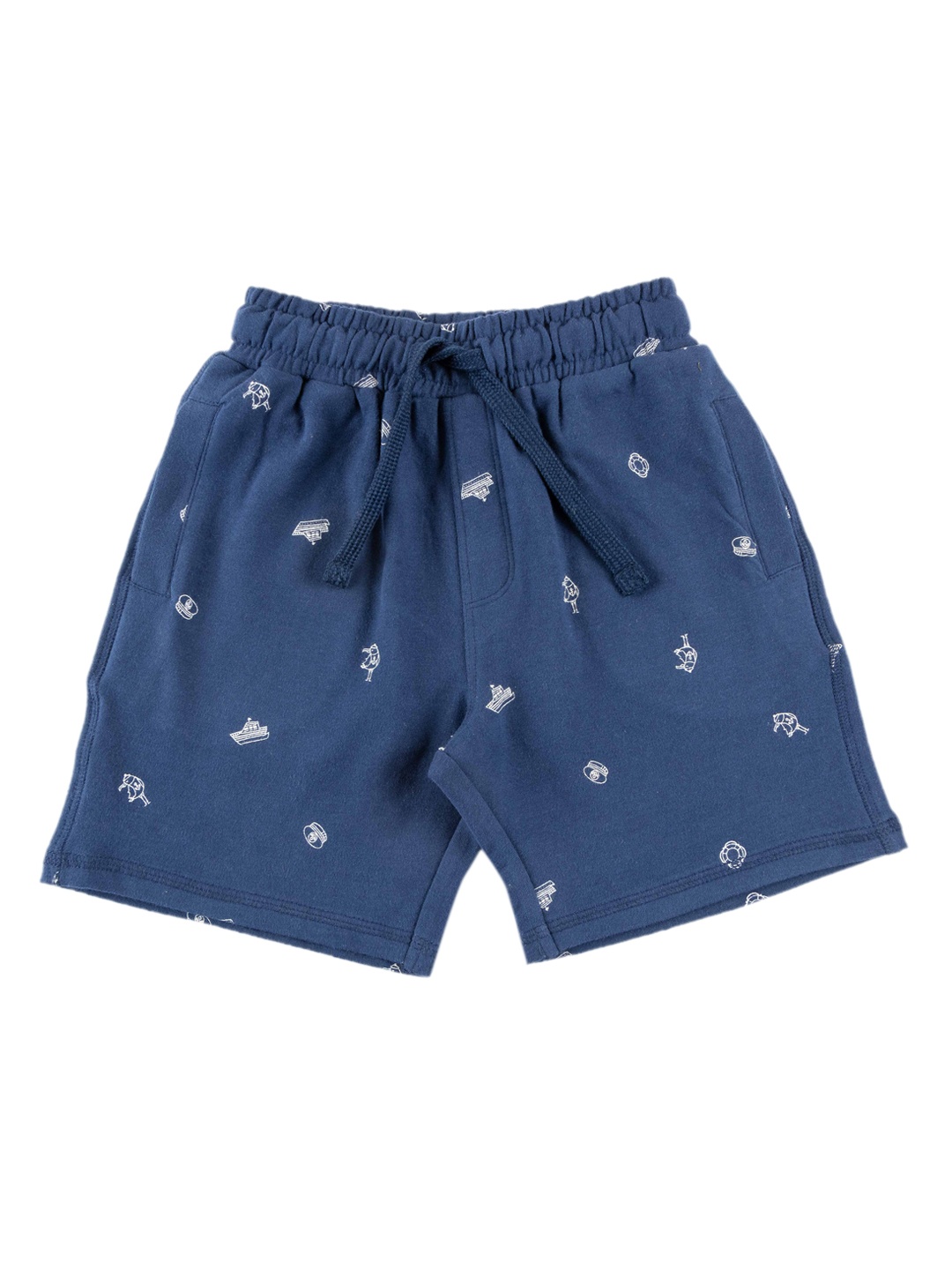 

JusCubs Boys Conversational Printed Pure Cotton High-Rise Shorts, Navy blue