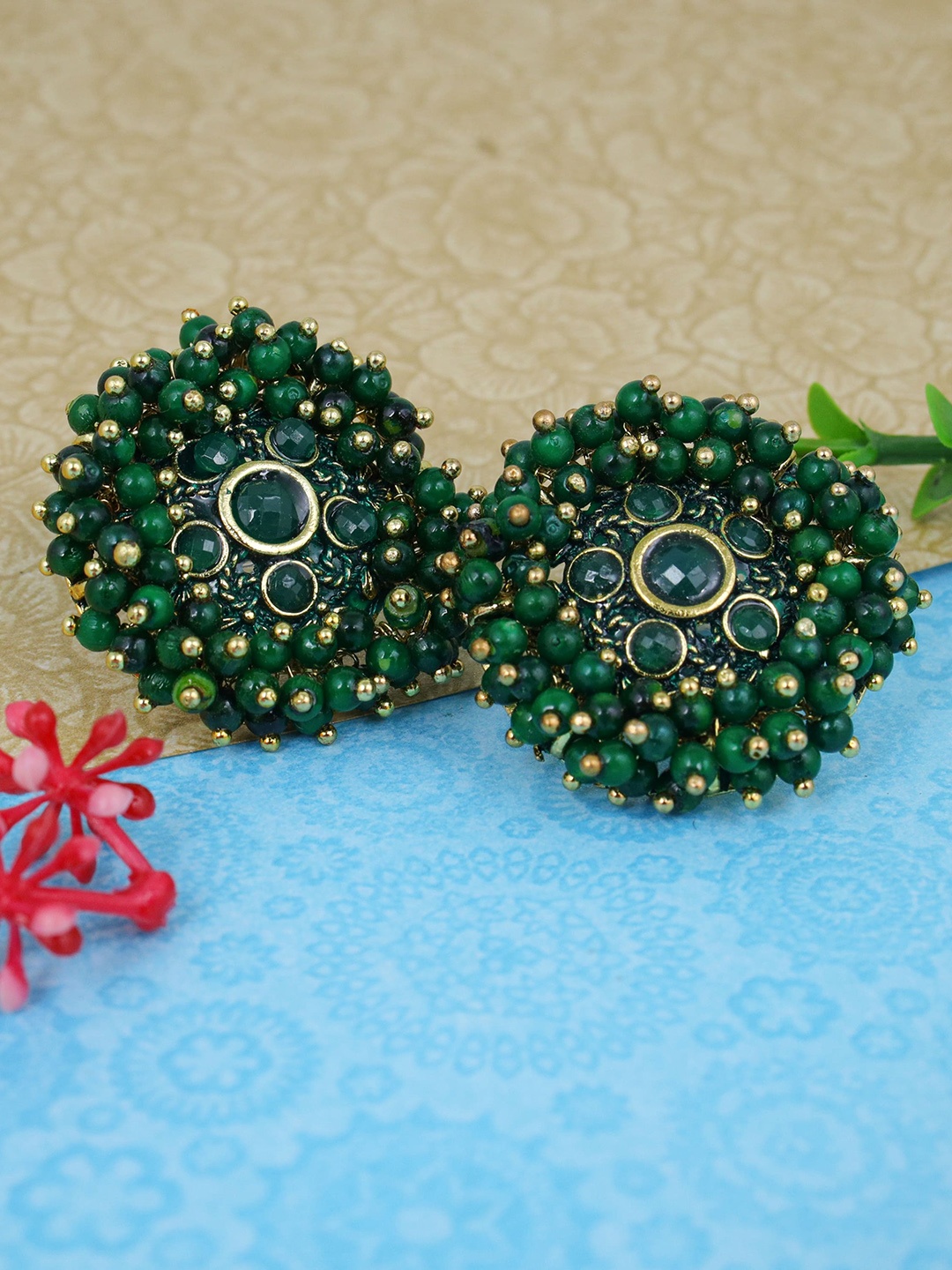 

Fashion Frill Green Floral Studs Earrings