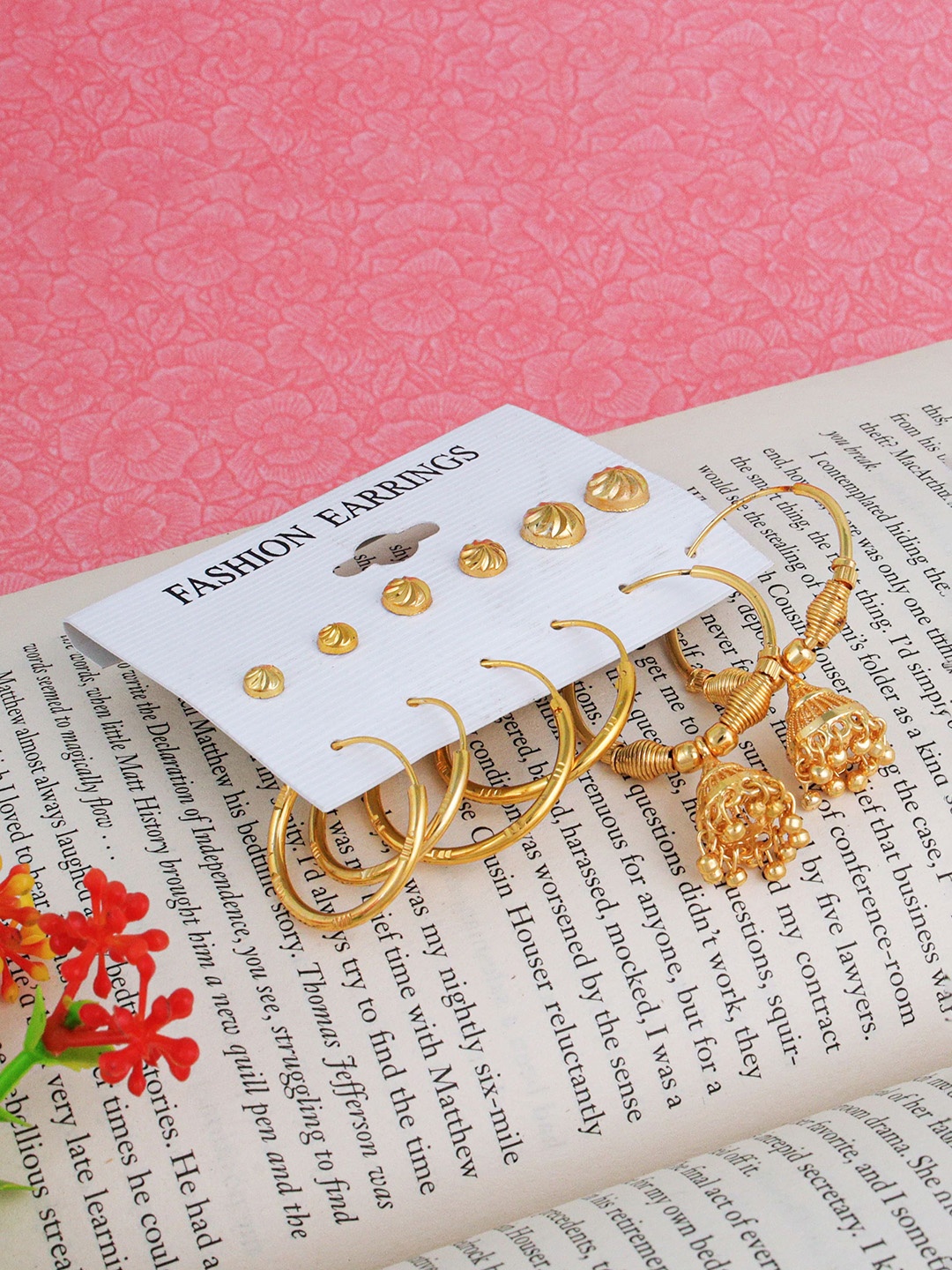 

Fashion Frill Gold-Toned Floral Studs Earrings