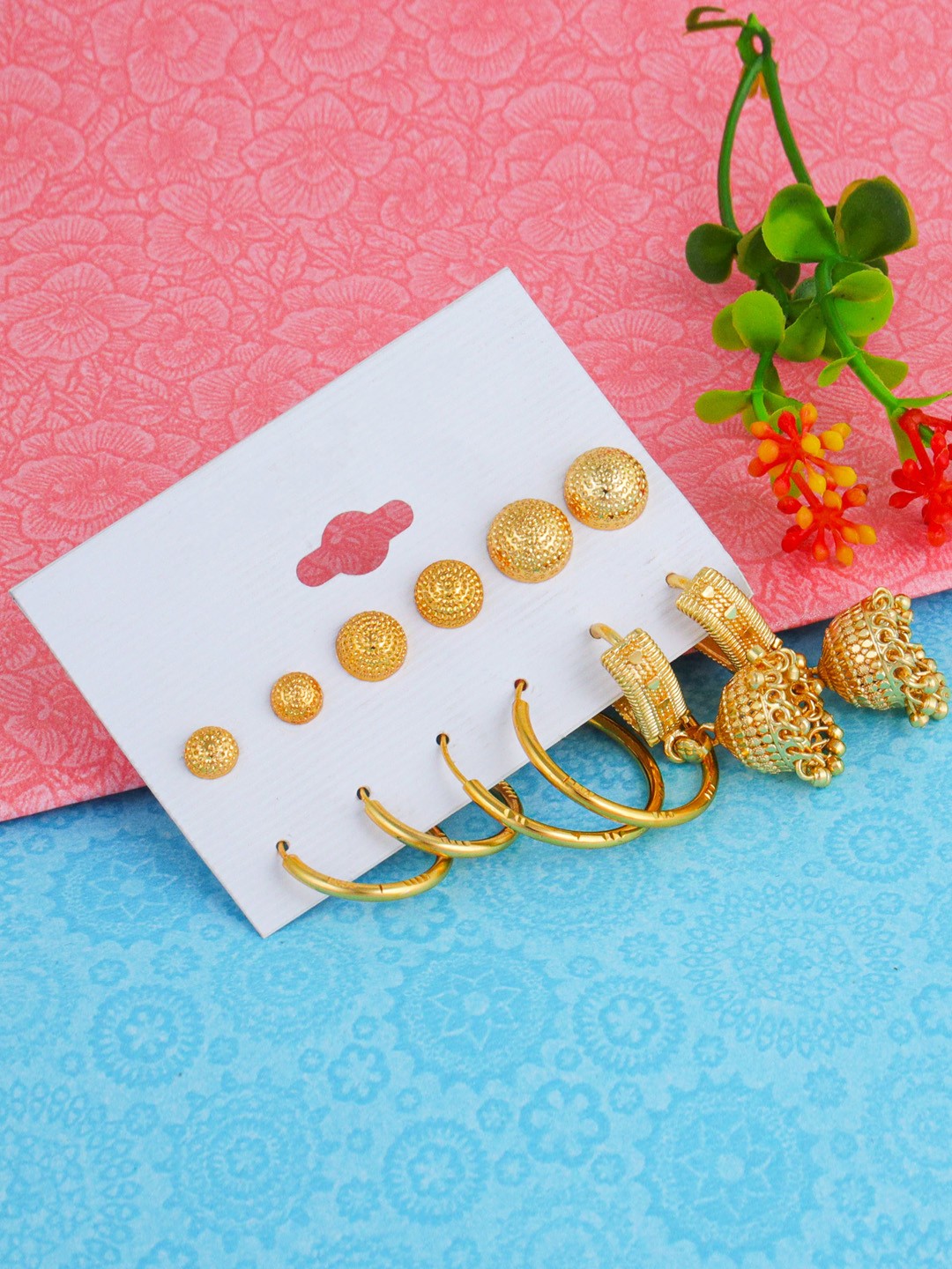 

Fashion Frill Gold-Toned Circular Studs Earrings