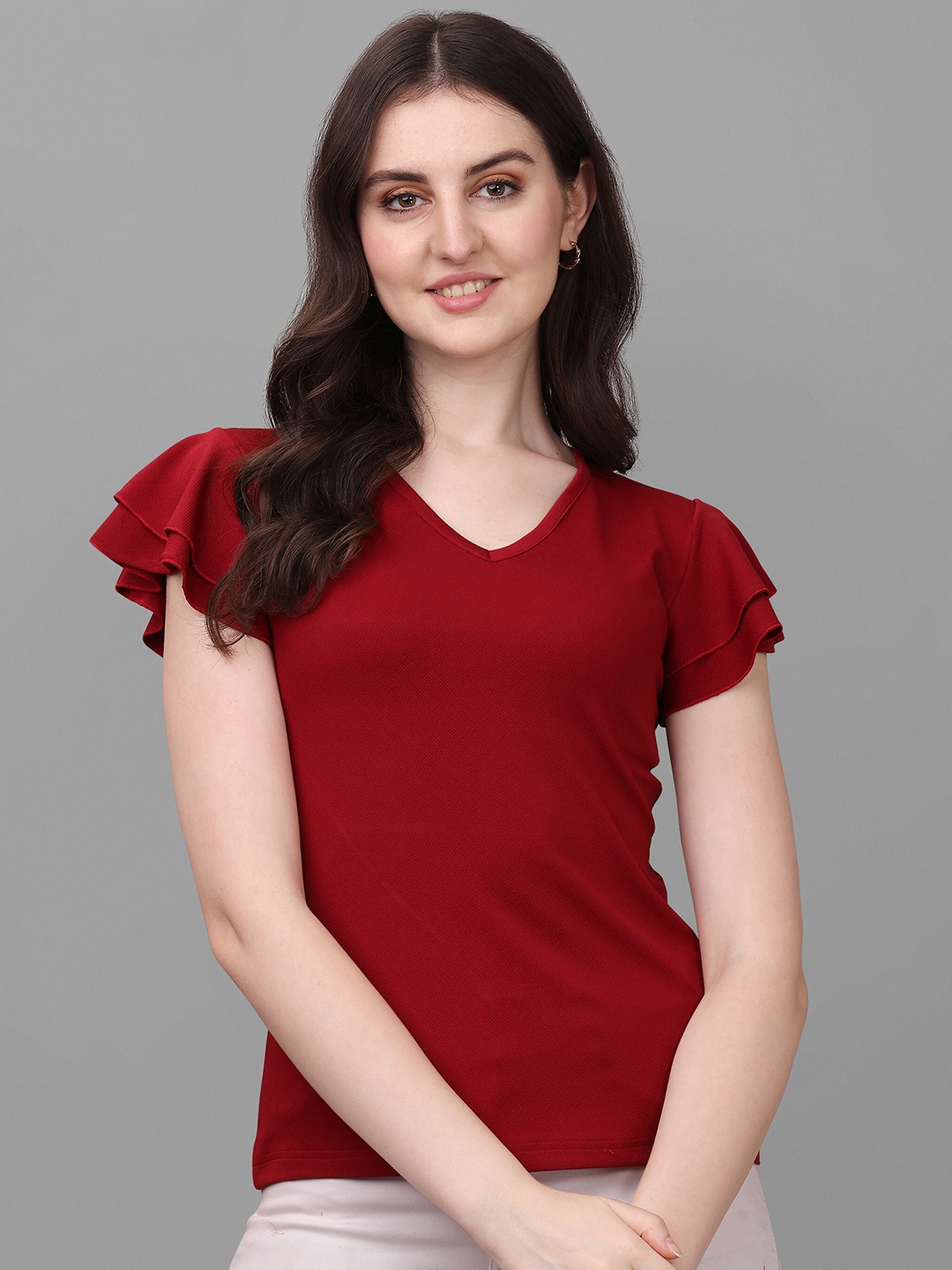 

VeBNoR Women Maroon Solid Top