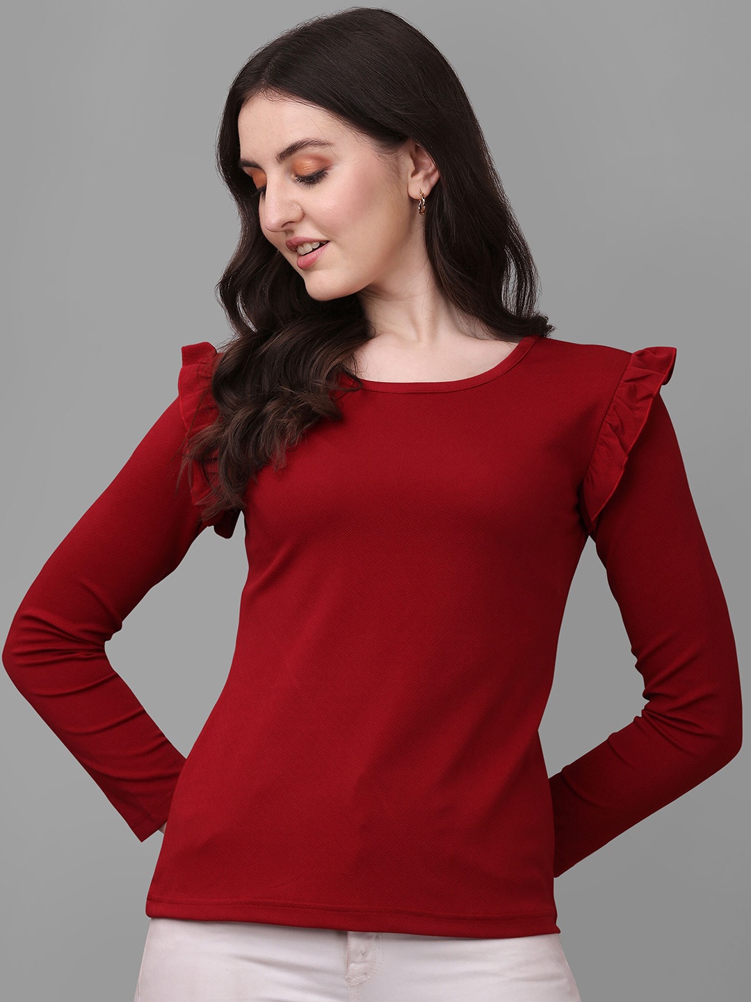 

VeBNoR Women Maroon Solid Top